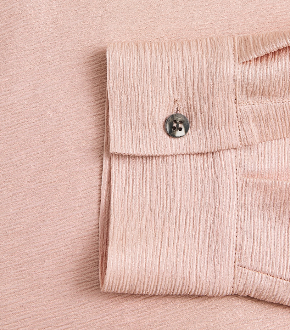 Eskandar Womens Silk Plissé Wide A-Line Shirt Rosepowder Image 6