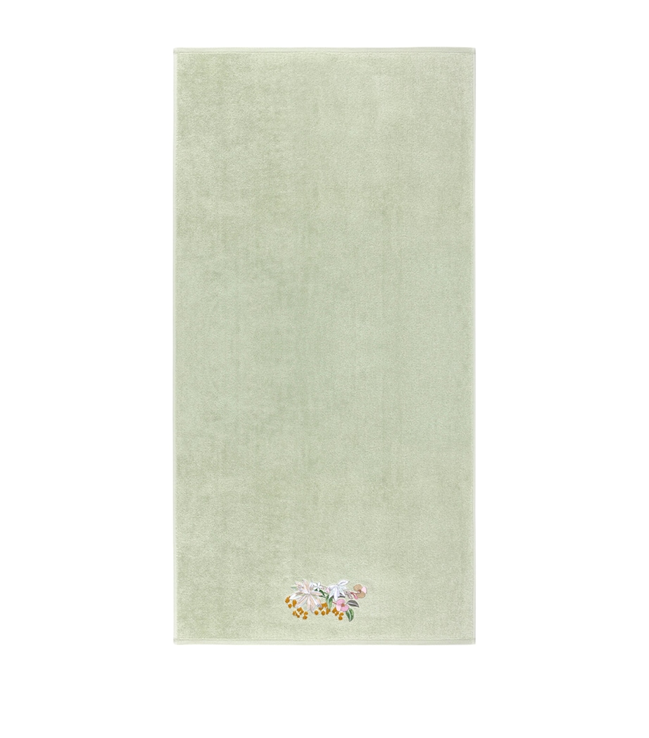 Embroidered Orchidee Bath Towel (70cm x 140cm) GREEN Image 2