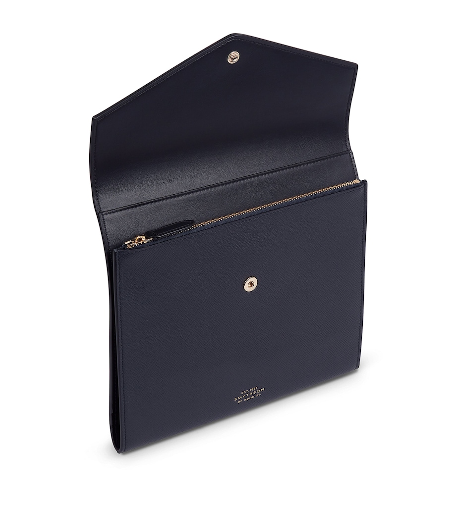 Leather Panama A5 Writing Folder NAVY Image 3