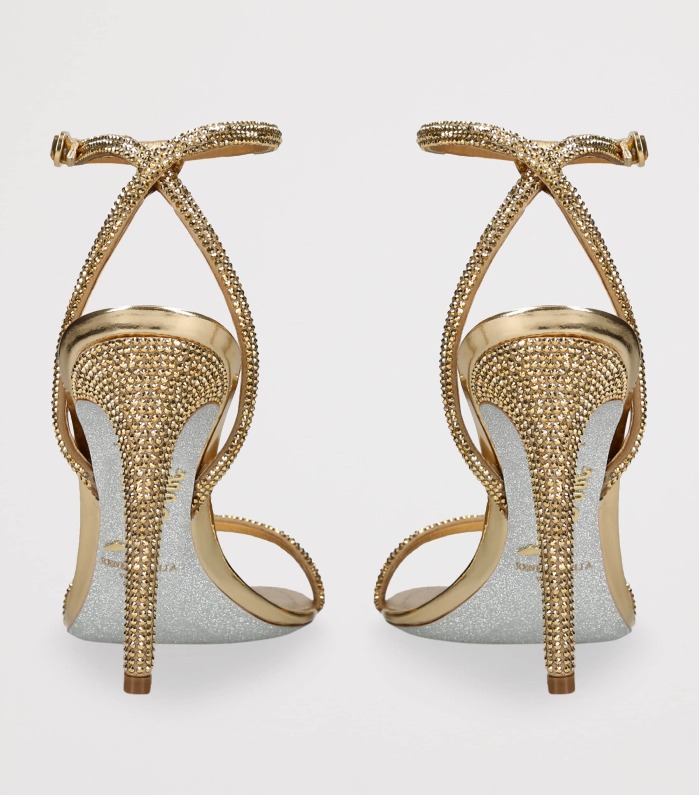René Caovilla Embellished Ellabrita Heeled Sandals 105 Gold Image 2