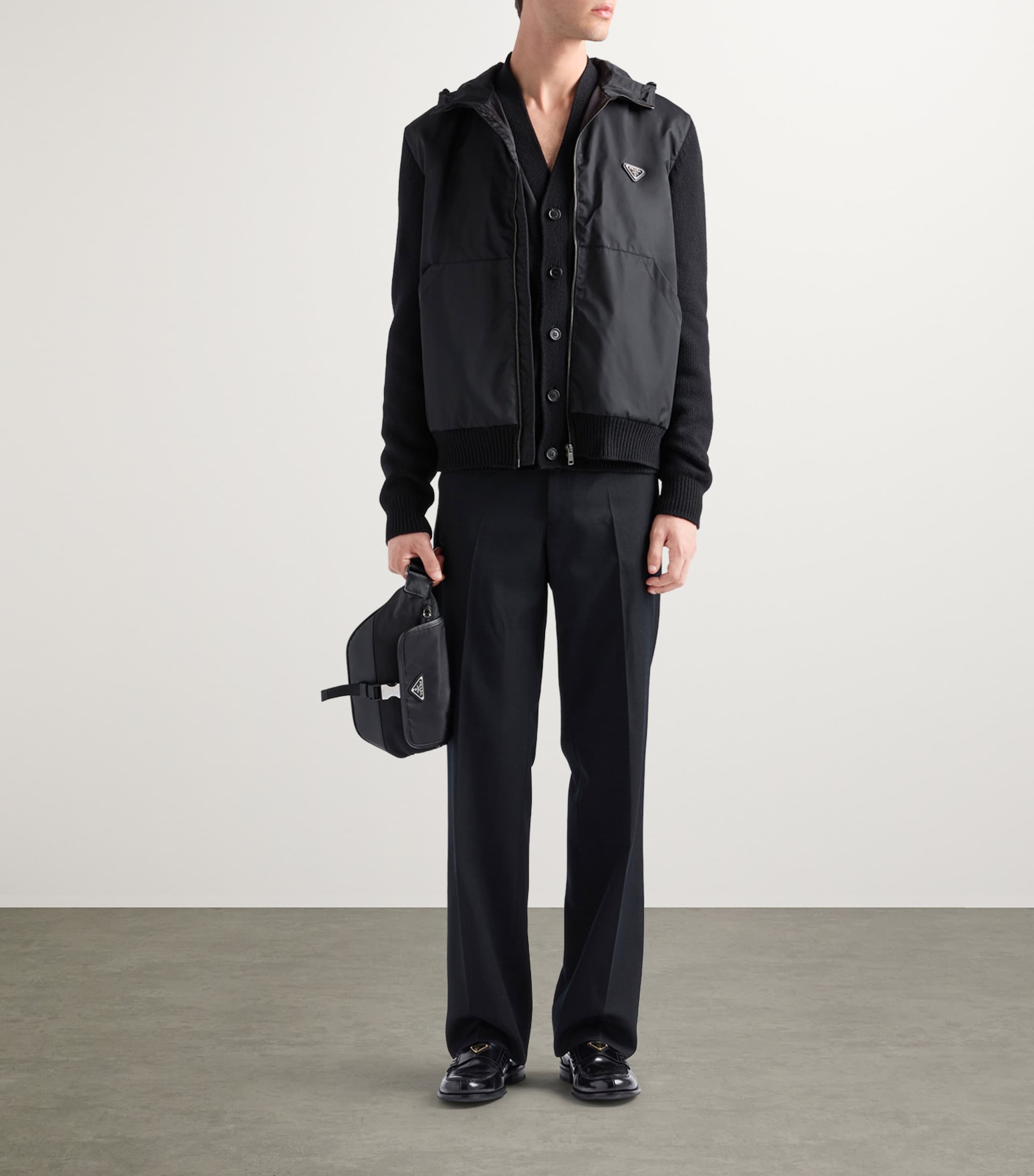 Wool-Cashmere-Sleeve Zip-Up Hoodie F0002 Image 2