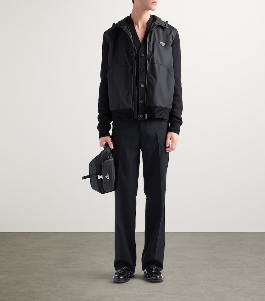 Wool-Cashmere-Sleeve Zip-Up Hoodie F0002 Image 2