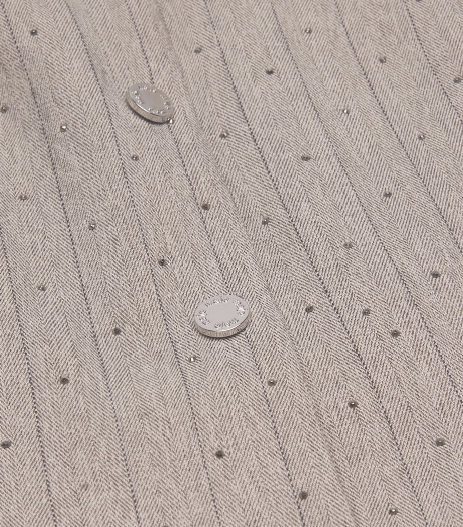 Stripe Rhinestone-Embellished Mini Dress LIGHT GREY Image 2