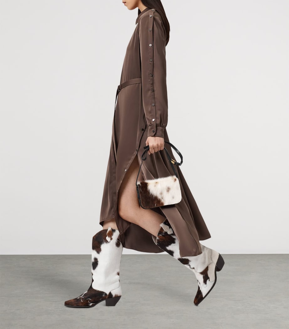 Satin Lexi Midi Shirt Dress POT BROWN Image 7