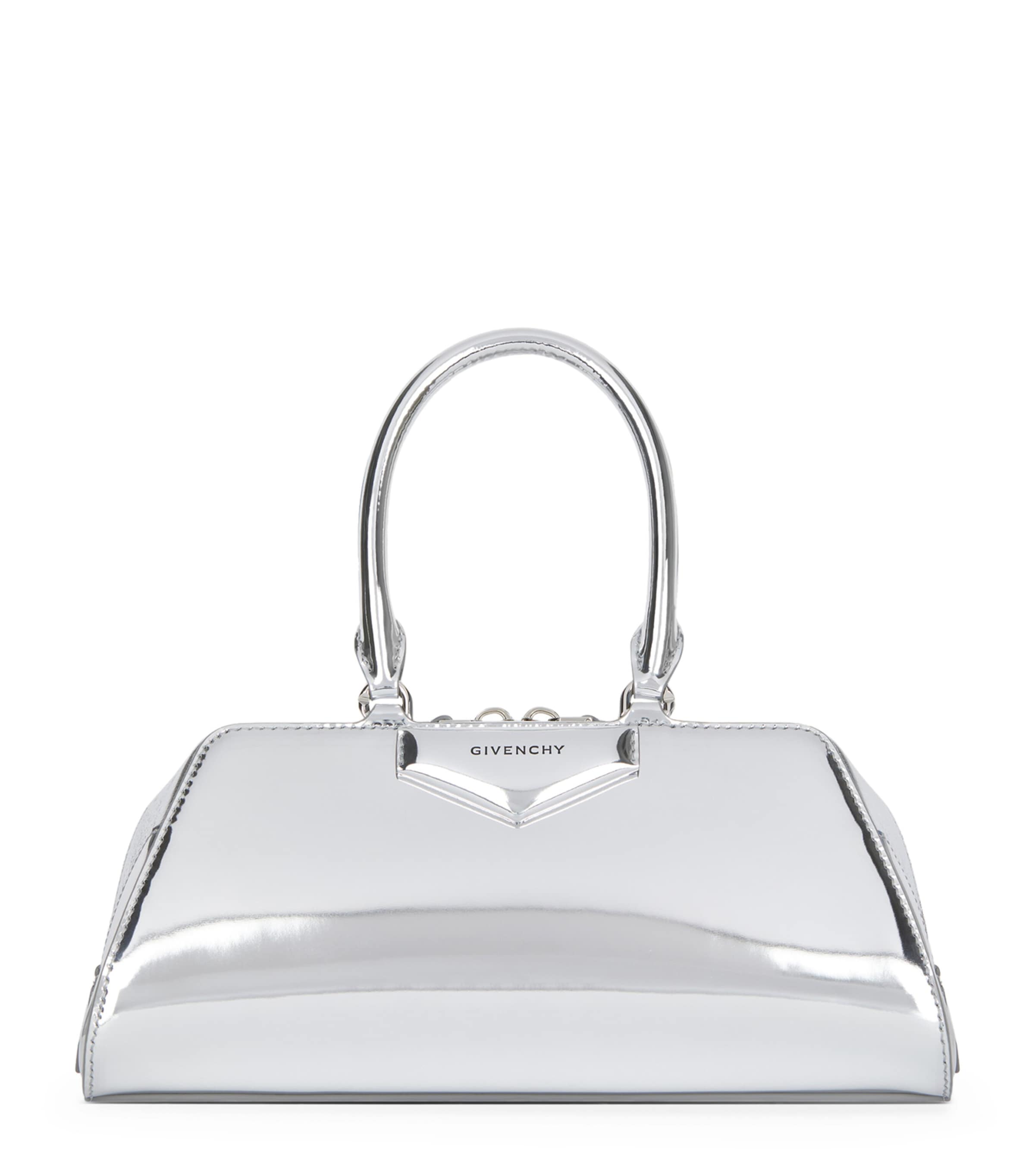 Small Leather Antigona East-West Top-Handle Bag LIGHT SILVERY Image 1