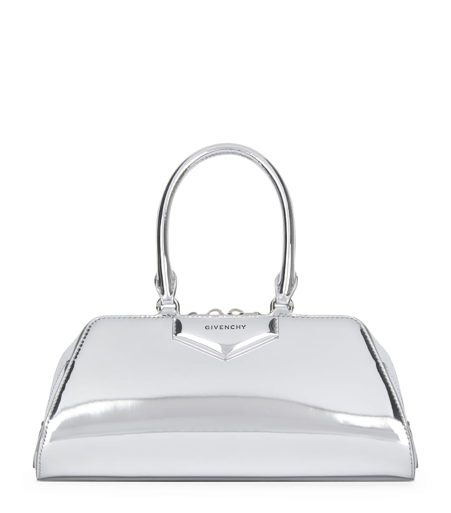 Small Leather Antigona East-West Top-Handle Bag LIGHT SILVERY Image 1