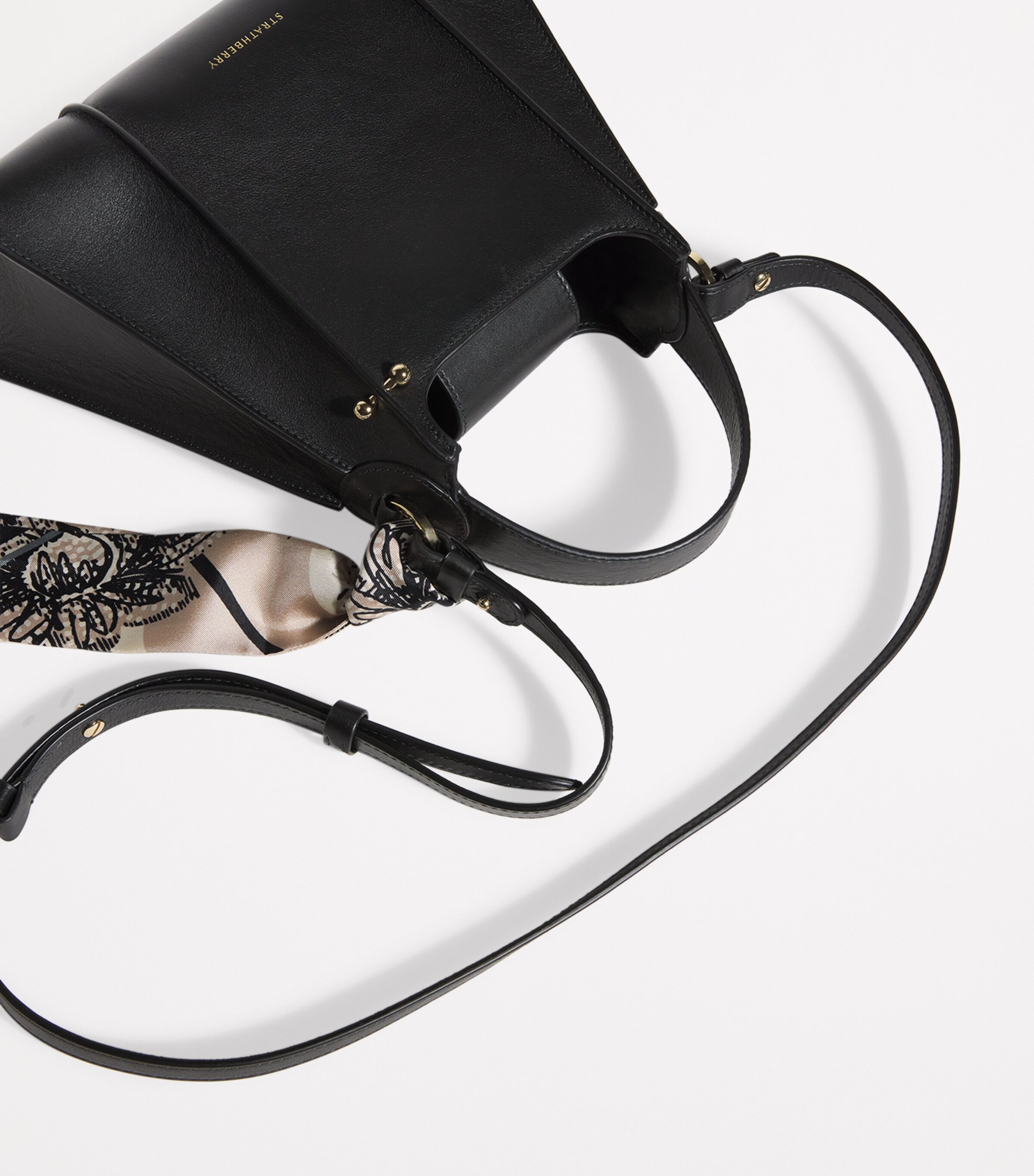 Strathberry Leather Arkshell Top-Handle Bag Black Image 4