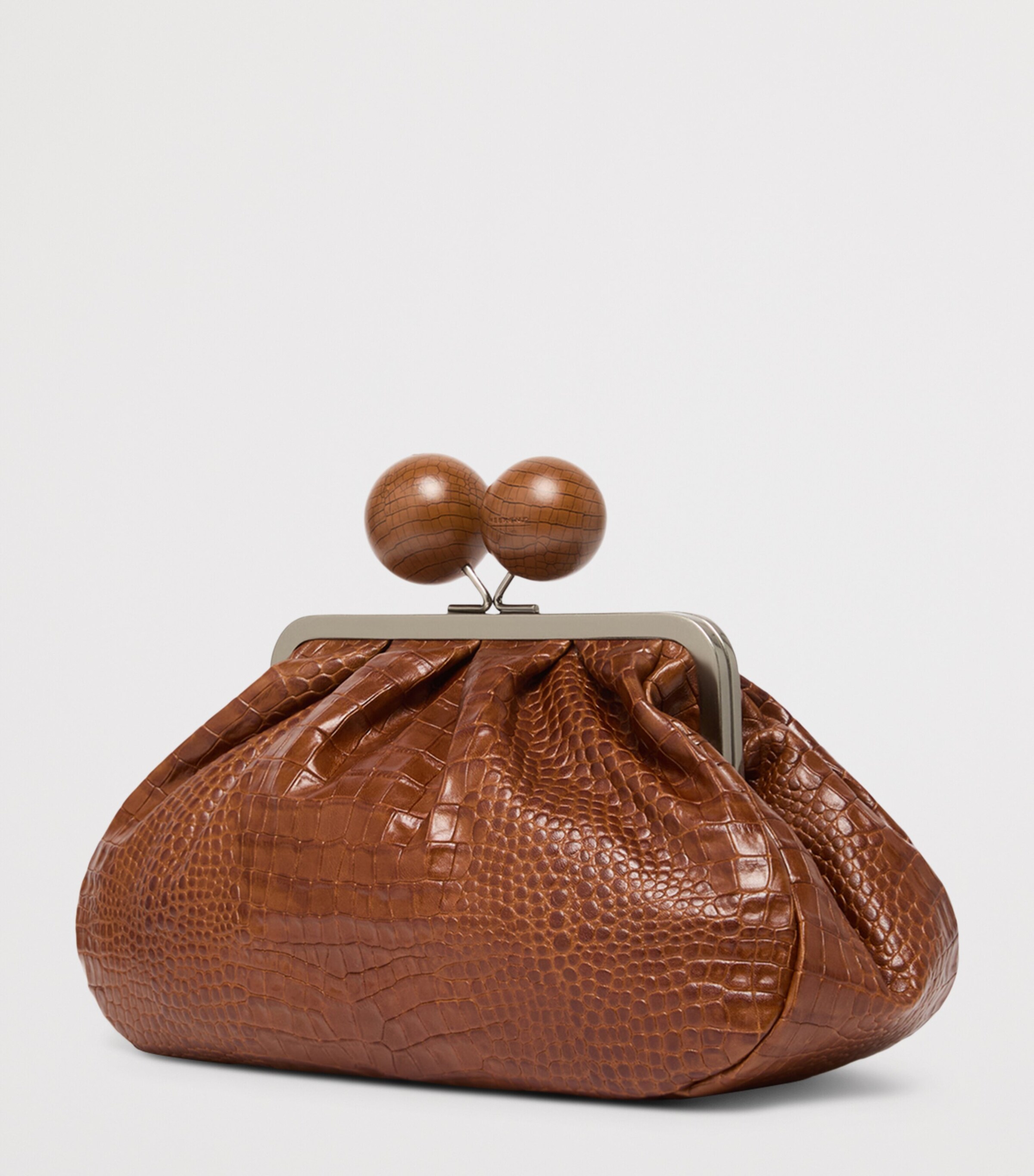 Max Mara ブラウン クロコダイル風 クラッチバッグ Weekend Max Mara Red Medium Croc-Embossed Leather Pasticcino