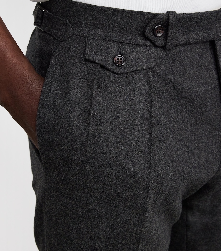 Polo Ralph Lauren Mens Wool Flannel Pleated Trousers Grey Image 6