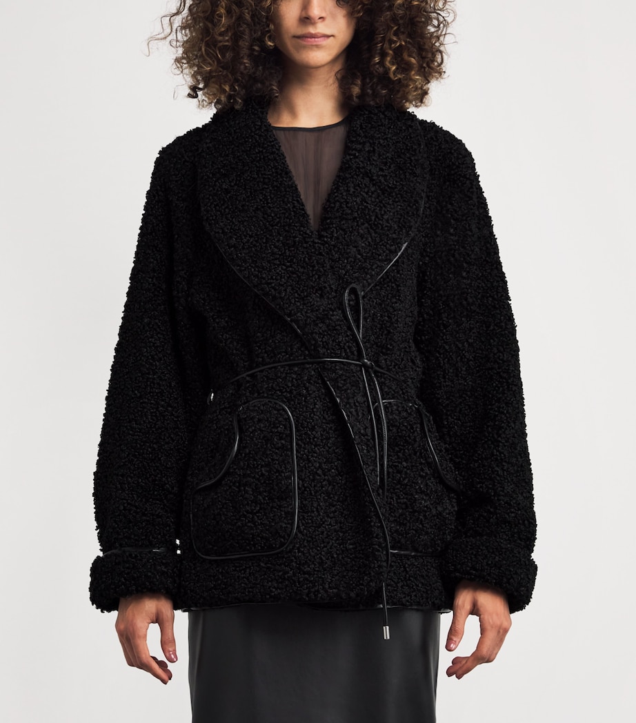 Fleece Belted Kimia Jacket BLACK Image 3