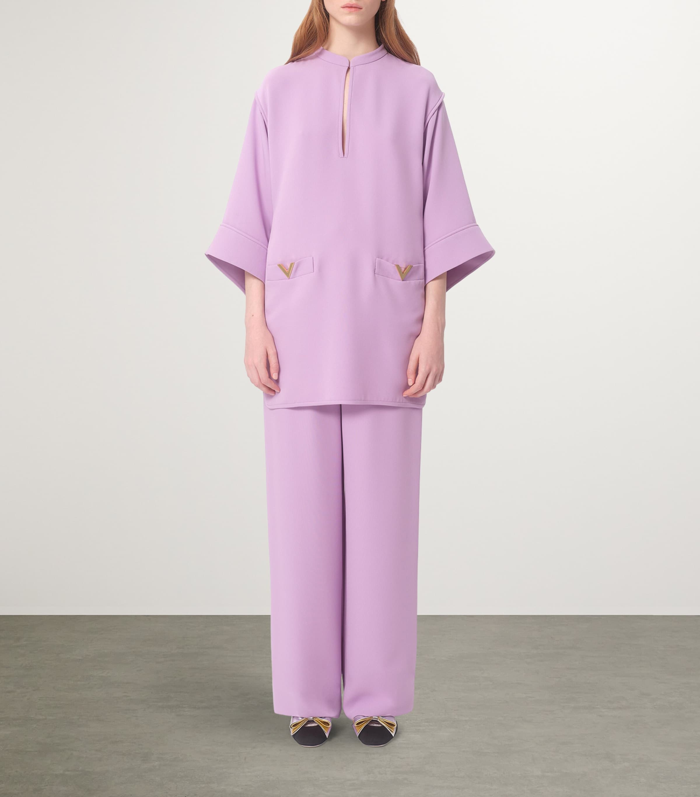 Valentino Womens Silk Flared-Sleeve Mini Dress Image 6