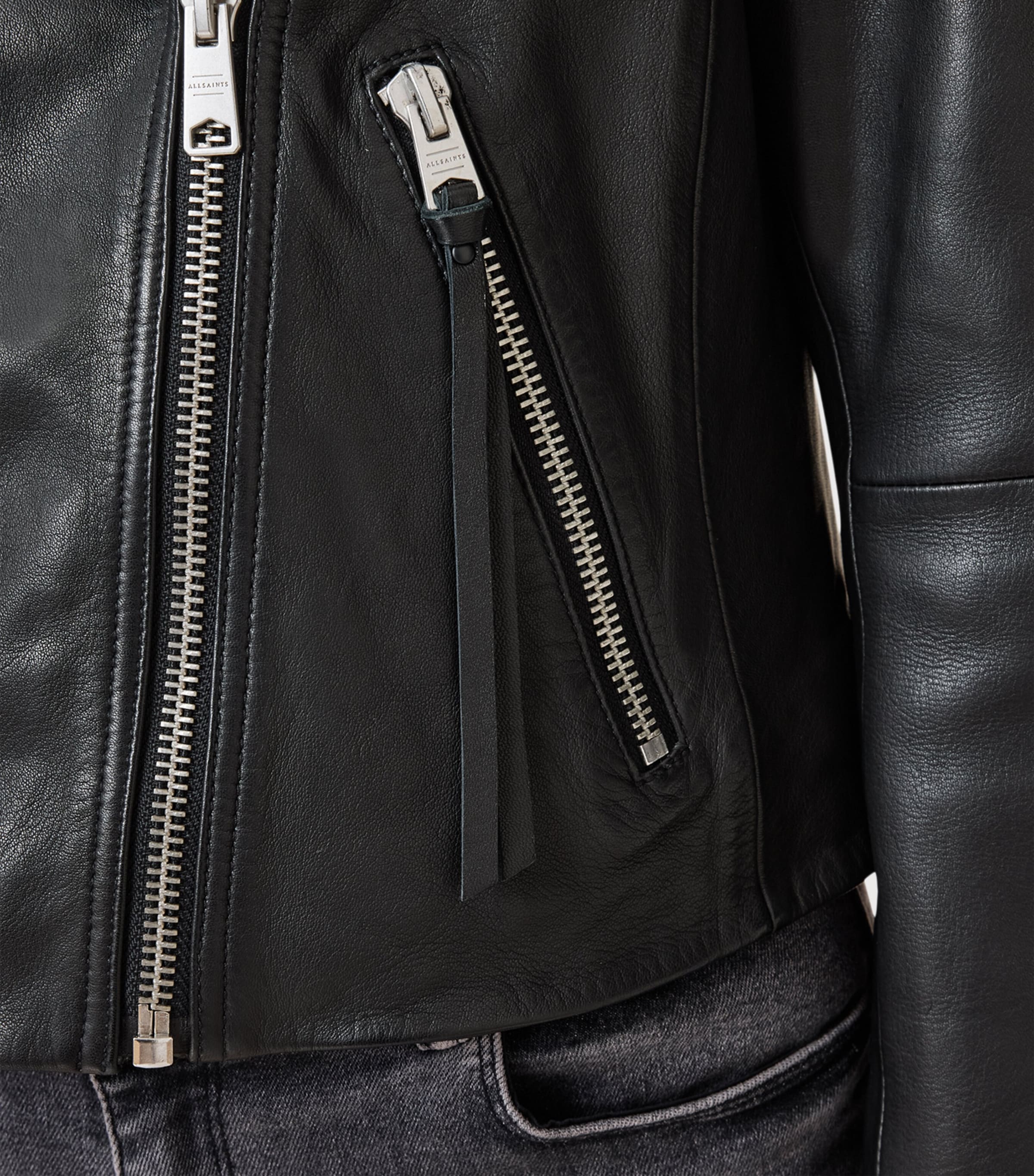 Leather Dalby Biker Jacket BLACK Image 8