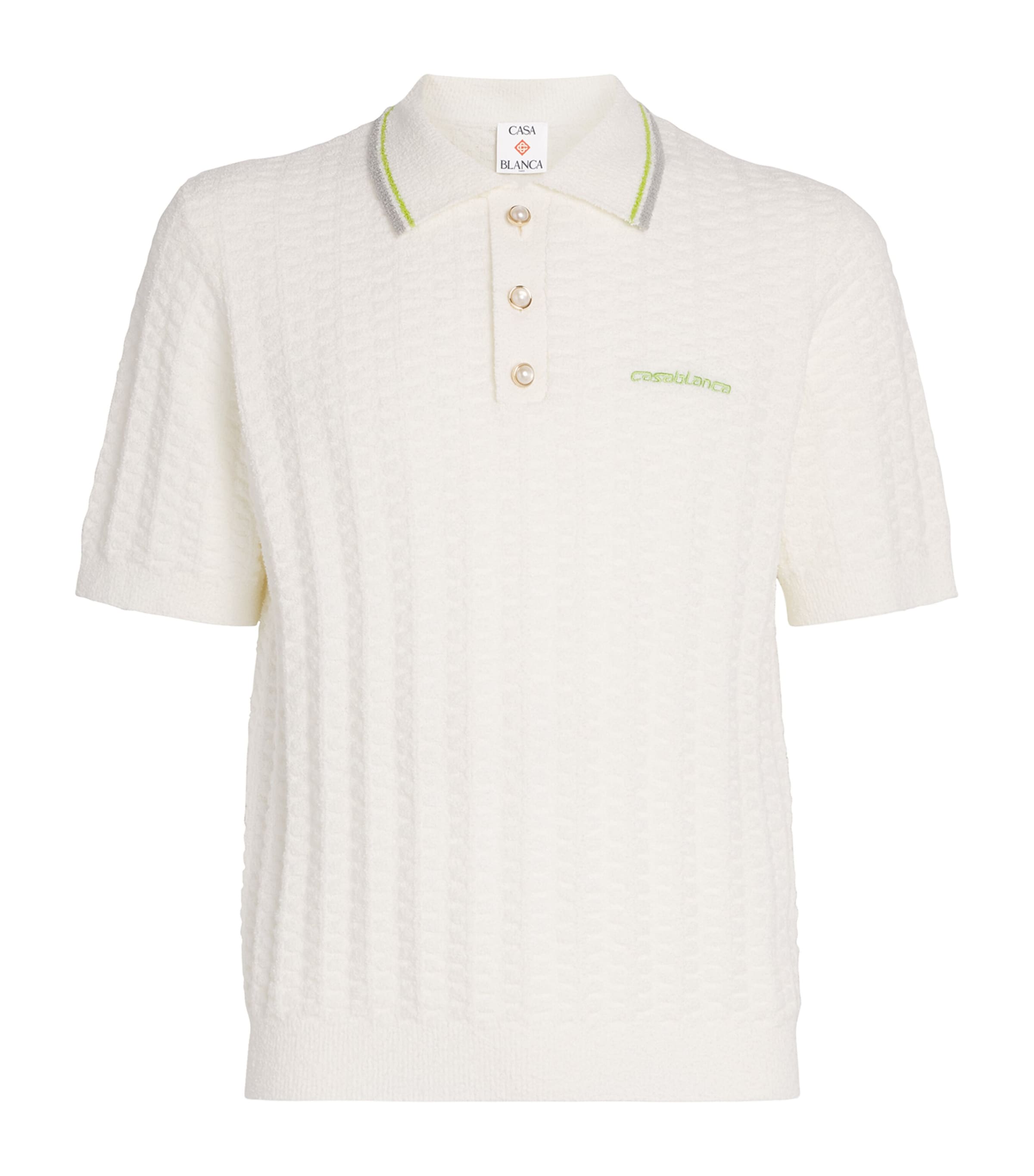 Cotton-Blend Bouclé Polo Shirt WHITE Image 1
