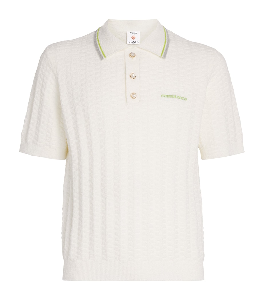 Cotton-Blend Bouclé Polo Shirt WHITE Image 1