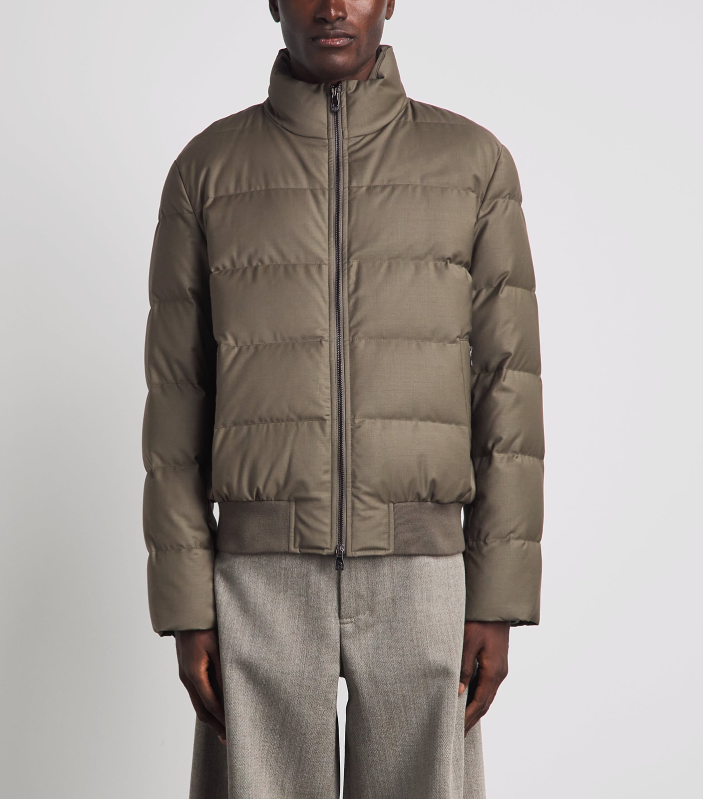 Corneliani Mens Down Virgin Wool Puffer Jacket Green Coloured Image 4