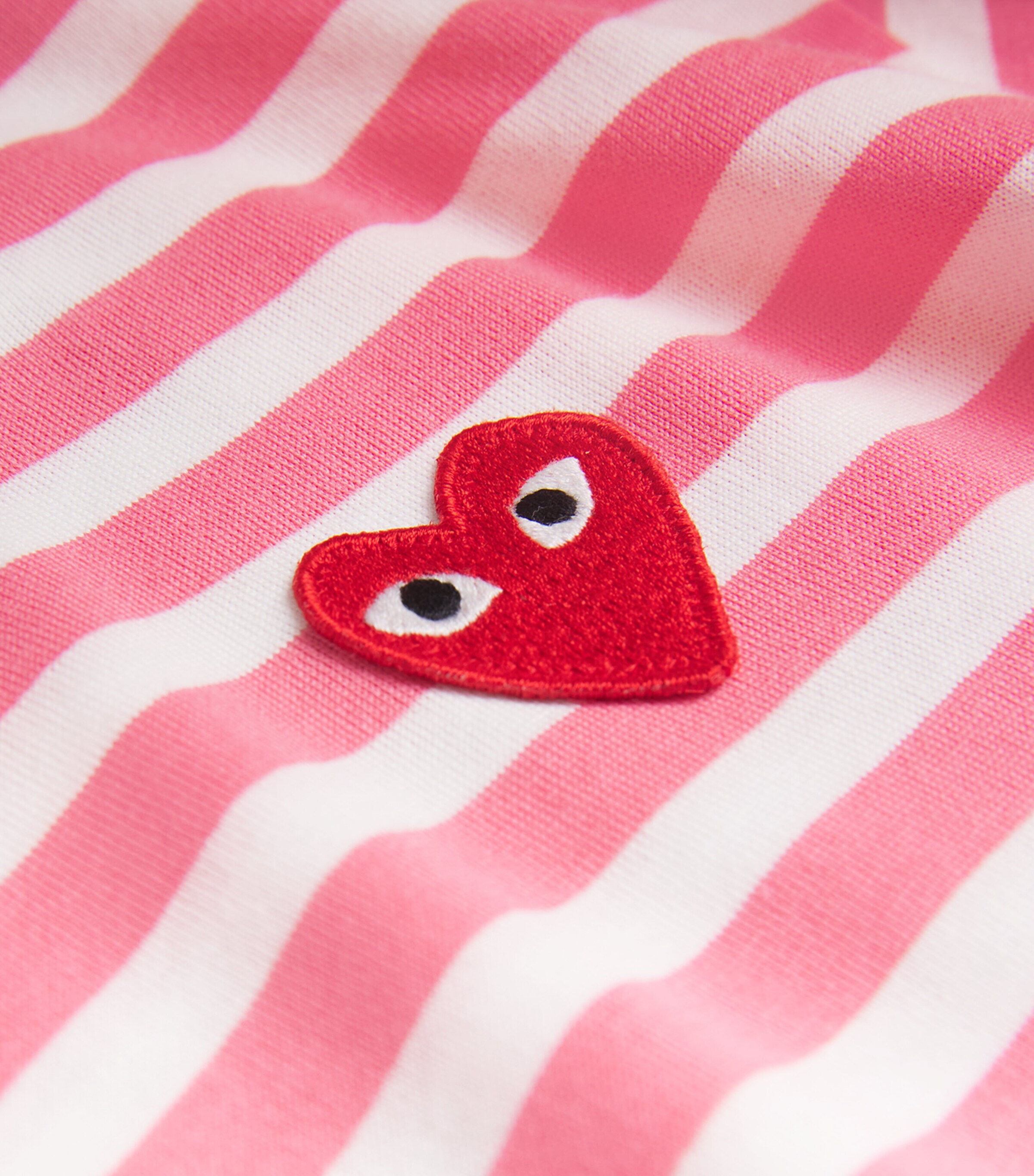 Heart Logo Striped T-Shirt 3-PNK X WHT Image 5