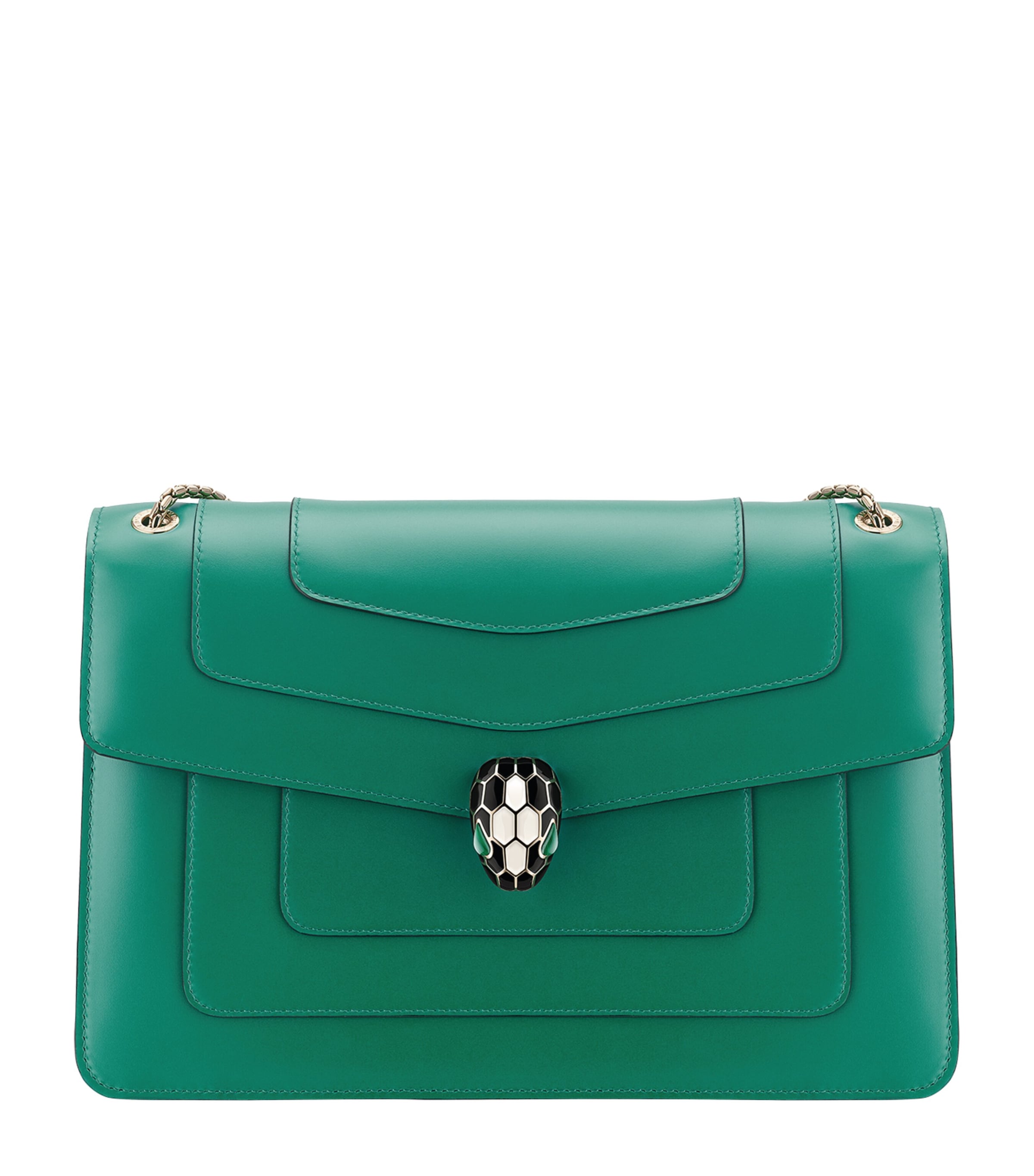 Bvlgari Green Leather Serpenti Forever Shoulder Bag Harrods UK