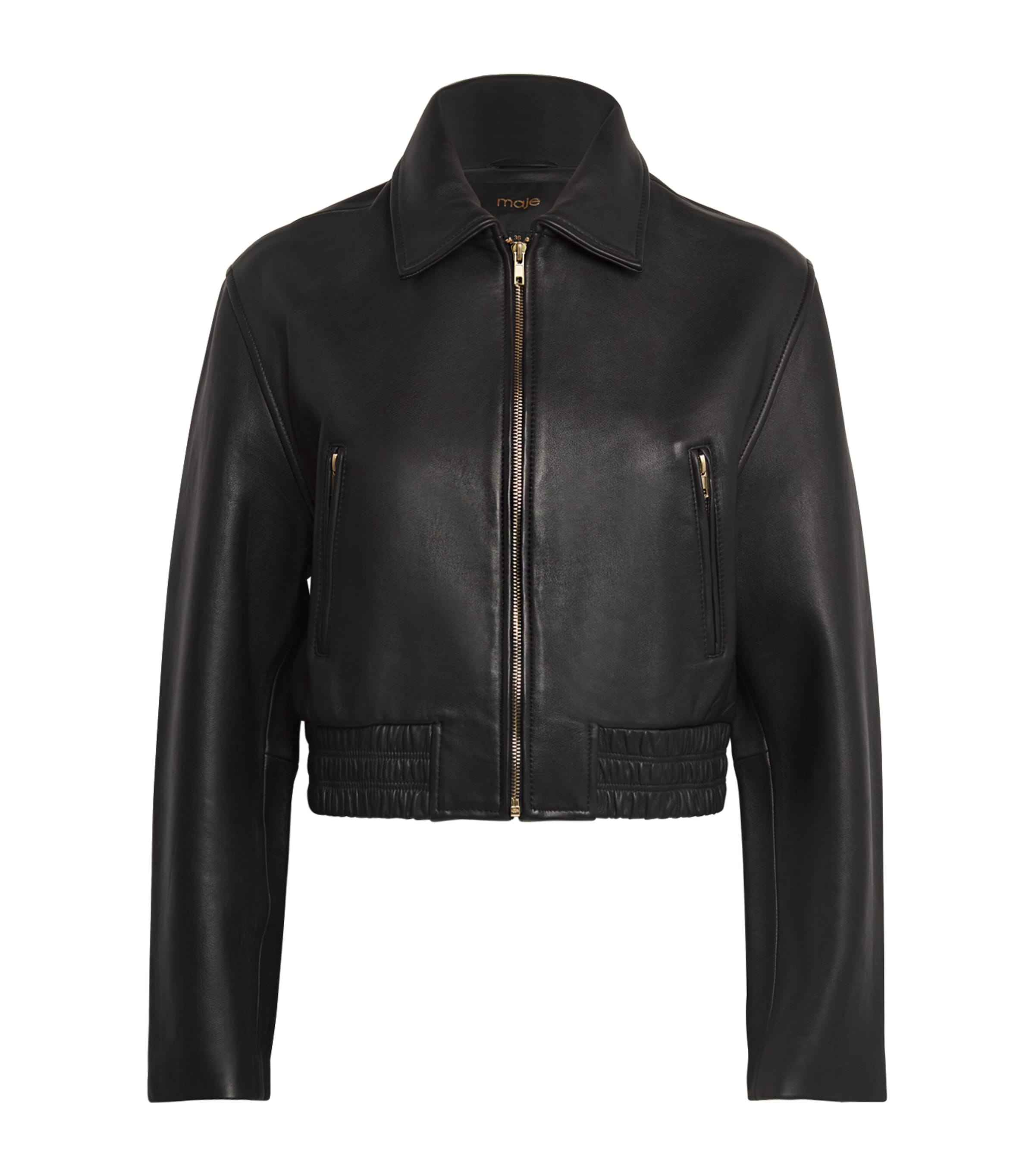 Leather Biker Jacket BLACK Image 1