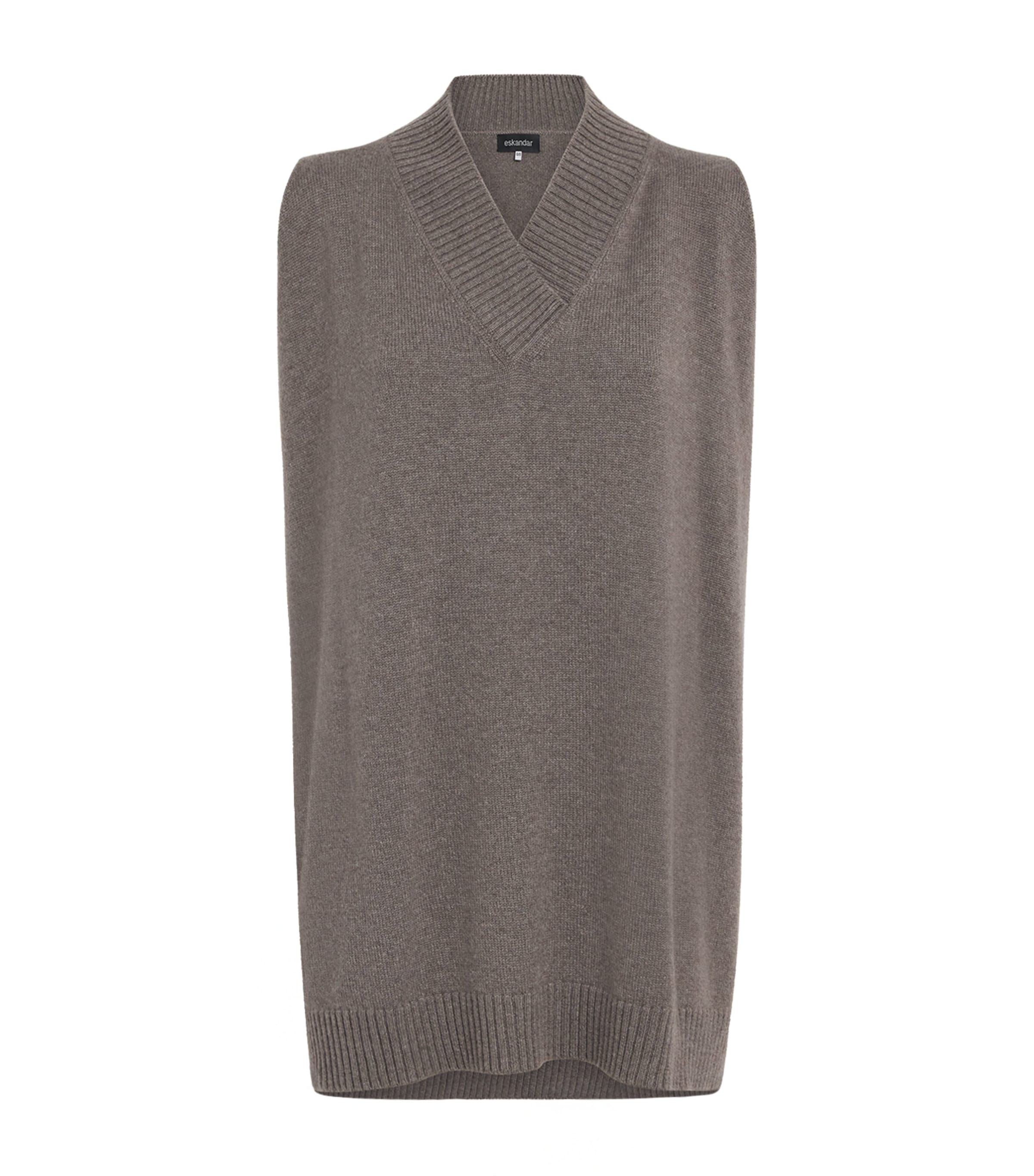Eskandar Cashmere Crossover Sweater Vest In Gray