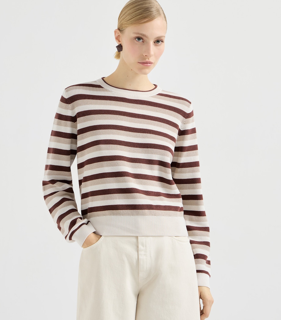 Brunello Cucinelli Womens Cotton Stripe Sweater Image 3