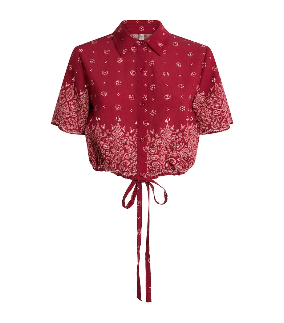 Devon Windsor Womens Bandana Print Cropped Rosie Shirt Merlot Image 1
