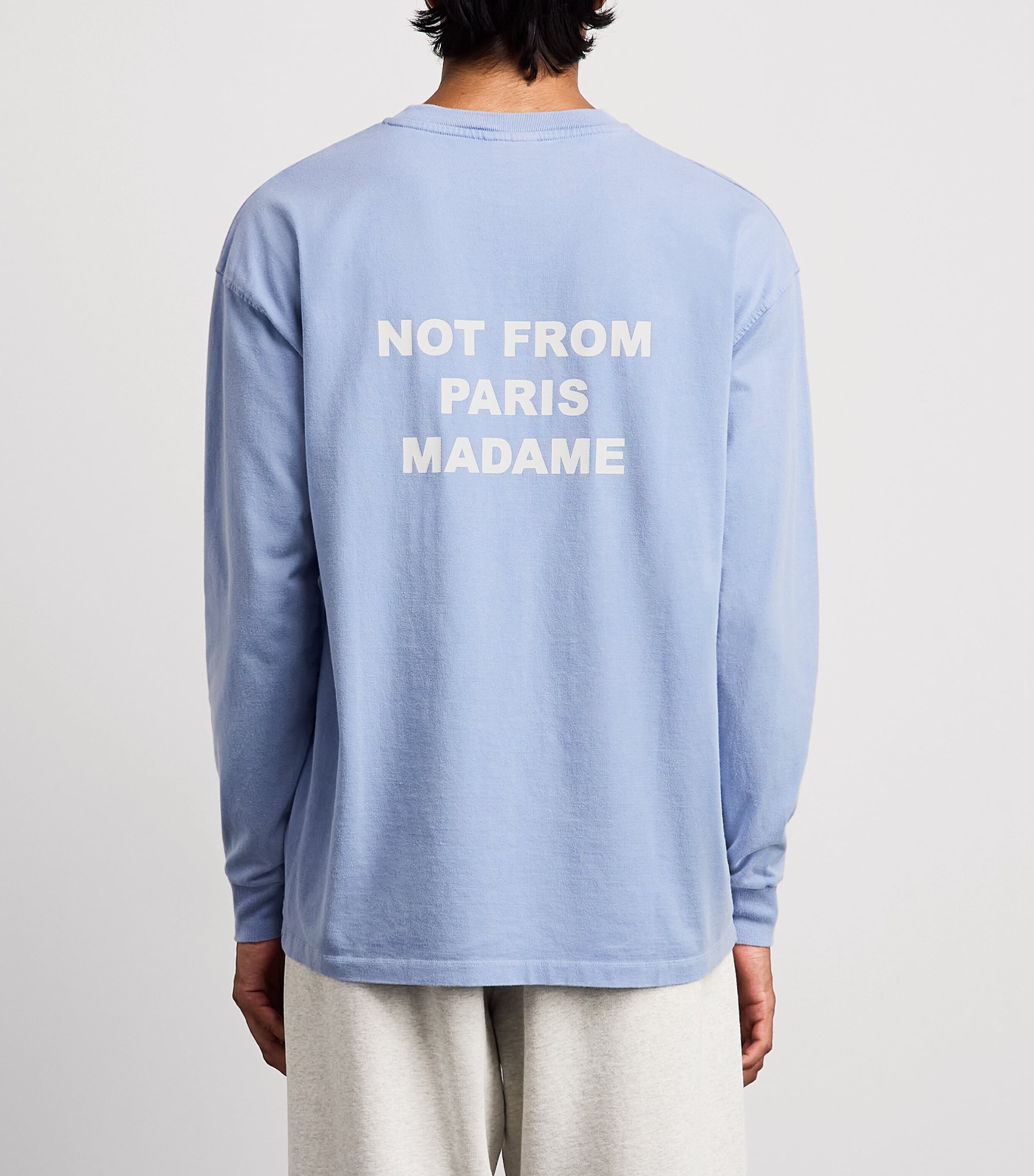 Drôle de Monsieur Mens Cotton Slogan Long-Sleeve T-Shirt Blue Image 5