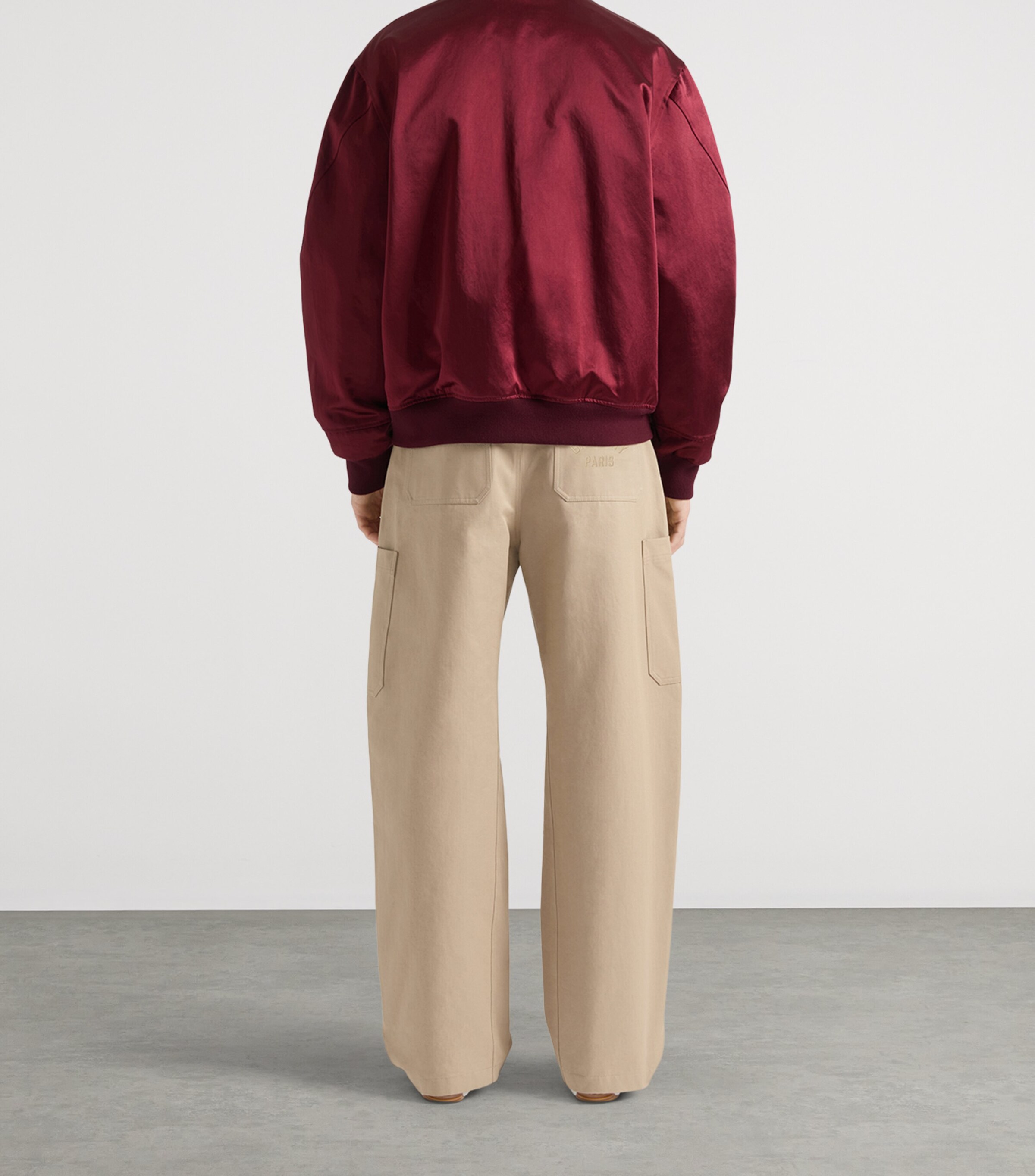 Satin Logo Bomber Jacket BURGUNDY Image 3
