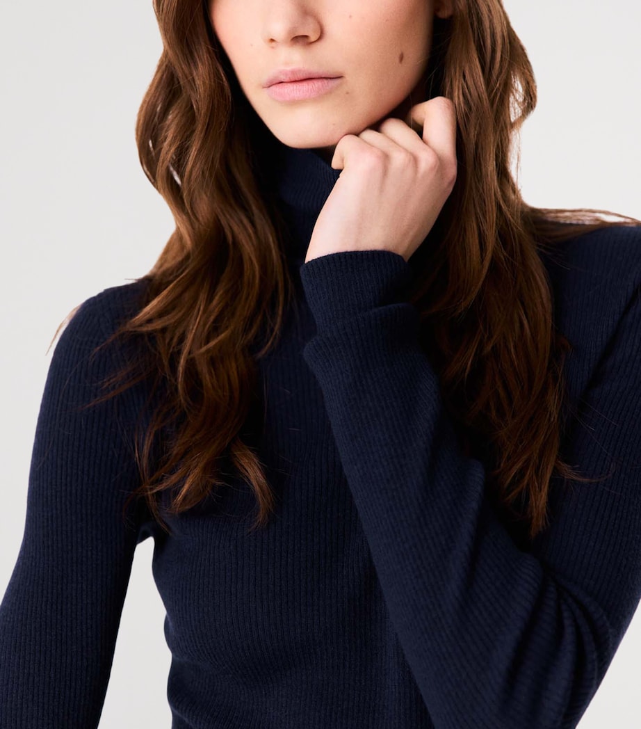 Maje Womens Wool-Silk Rollneck Sweater Navy Image 6