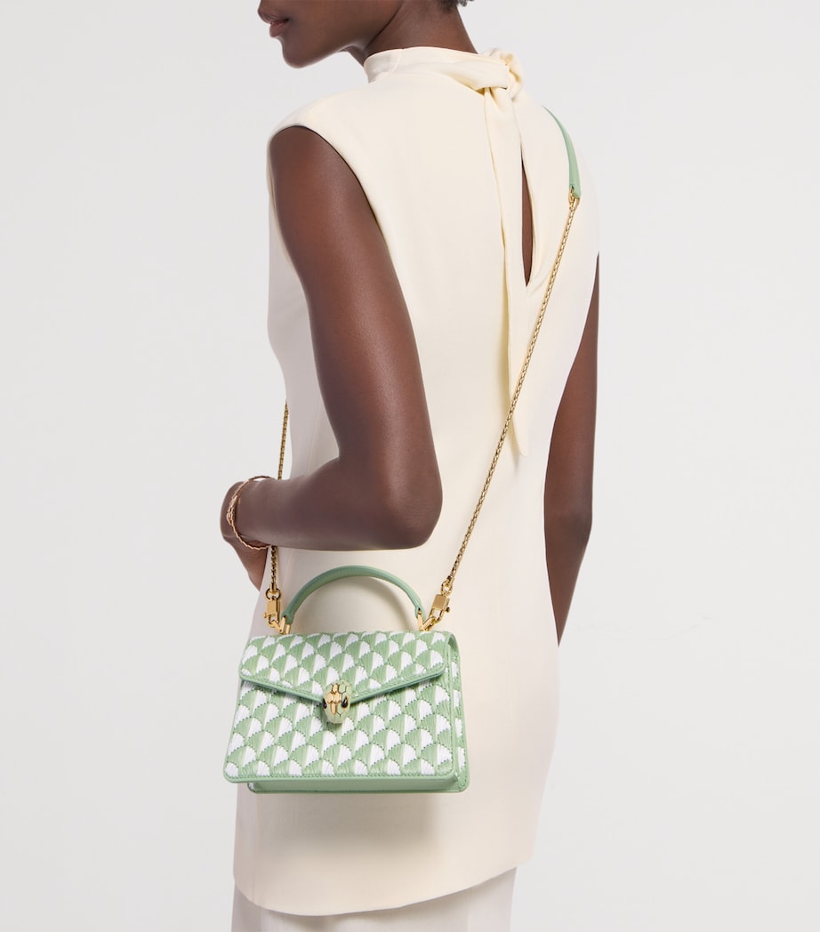 Bvlgari Mini Raffia Serpenti Forever Top-Handle Bag Green Medium Image 4