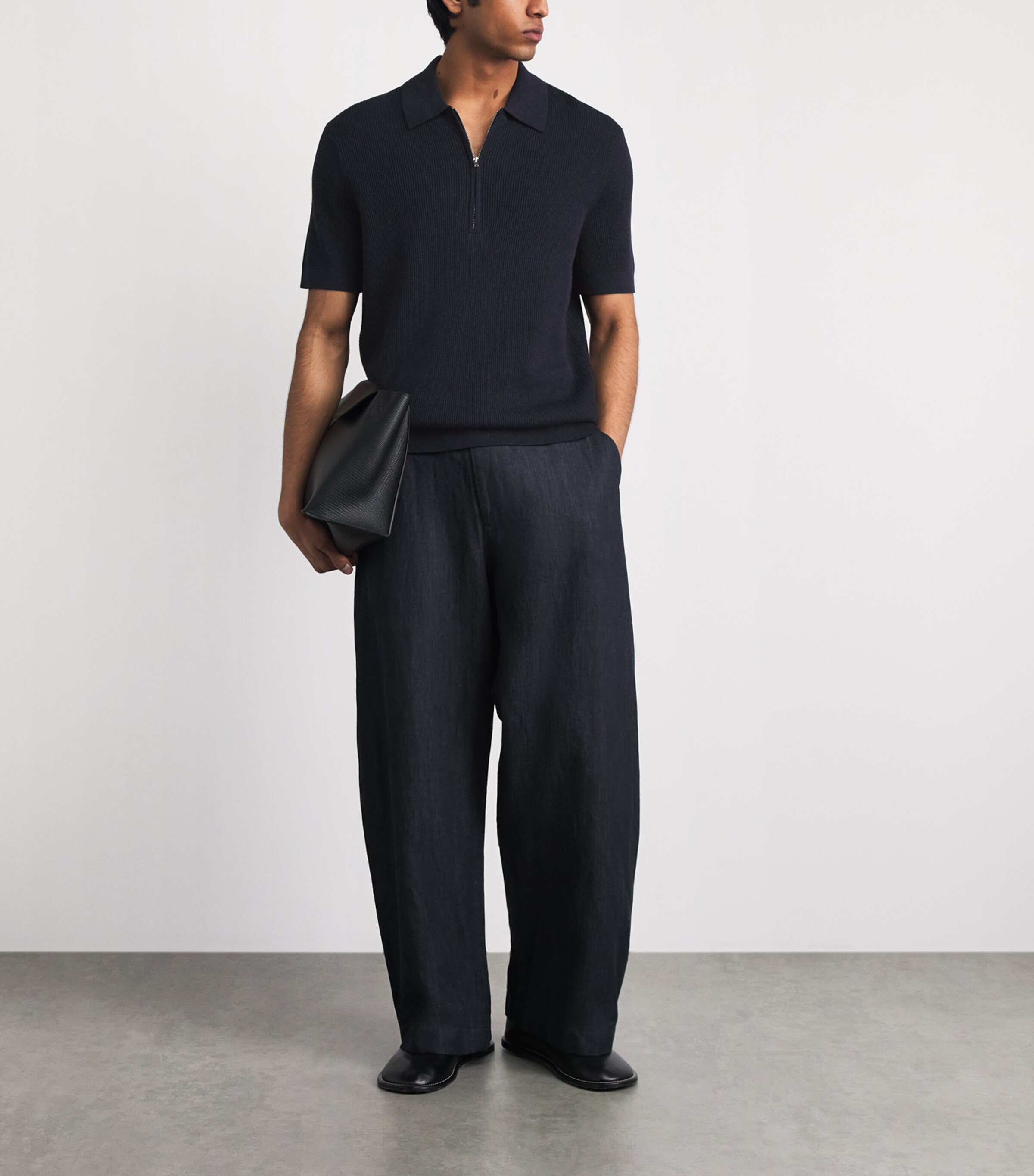 NN07 Mens Hansie Half-Zip Polo Shirt Navy Melange Image 2
