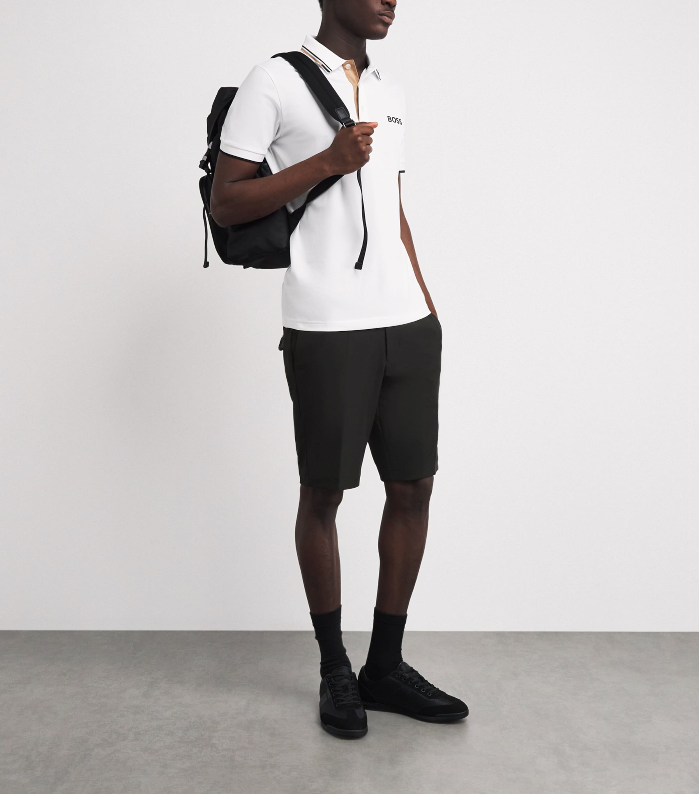 BOSS Mens Water-Repellent Slim Shorts Black Image 2