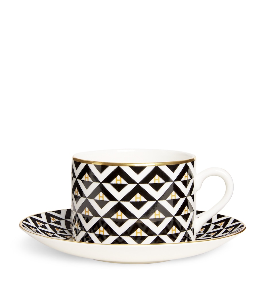 Geometric Tea Cup and Saucer Set MULTI Image 1