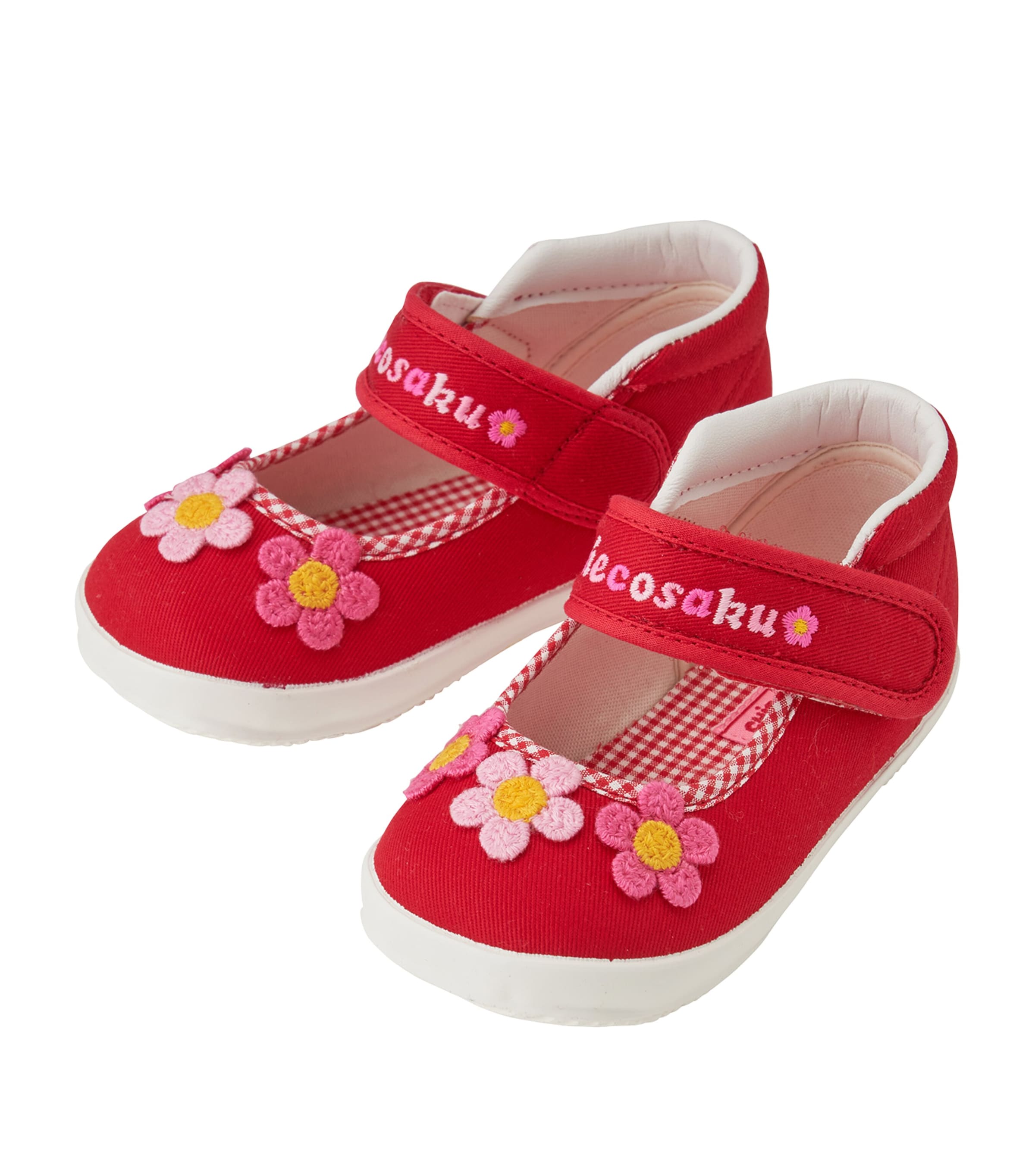 Miki House Kids' Flower-embroidered Shoes In Red