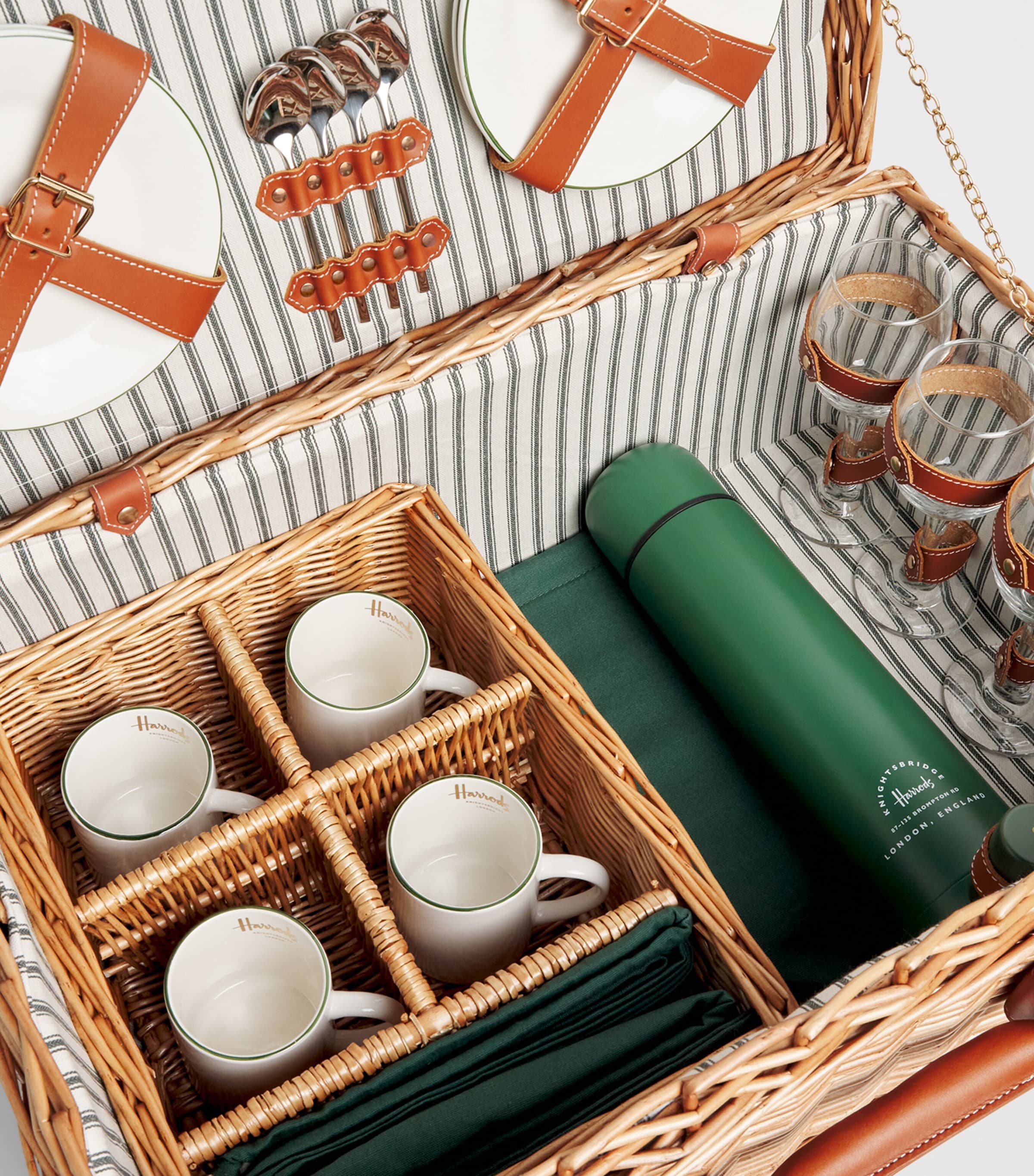 Harrods Fitted Picnic Hamper for 4 Brown Image 4