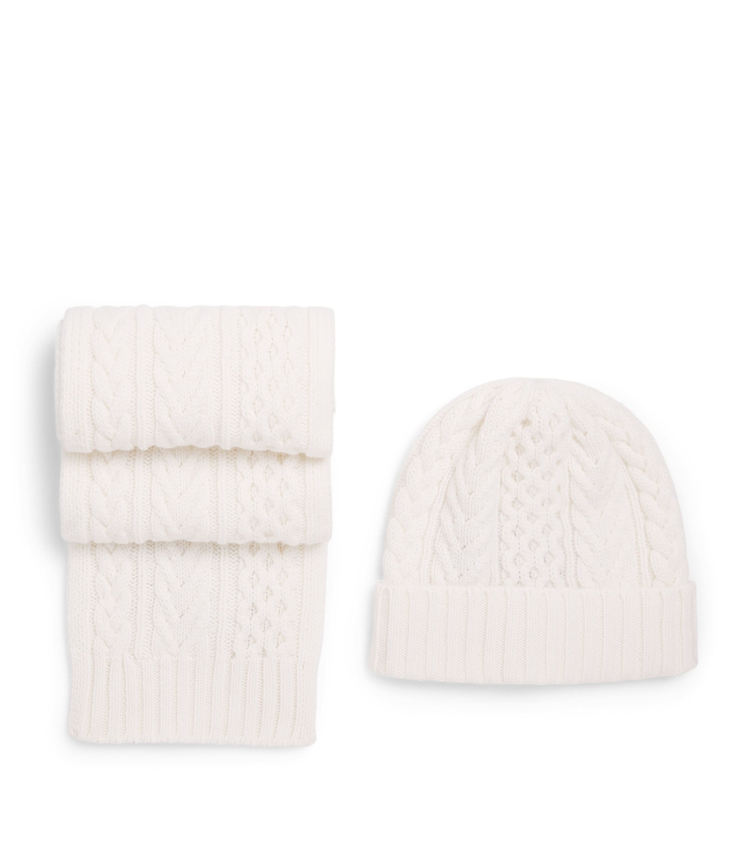 Johnstons Of Elgin Aran Cashmere Beanie and Scarf Set Luna Image 1