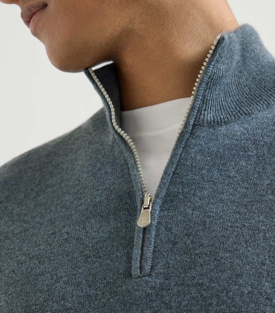 Brunello Cucinelli Mens Cashmere Quarter-Zip Sweater Image 6