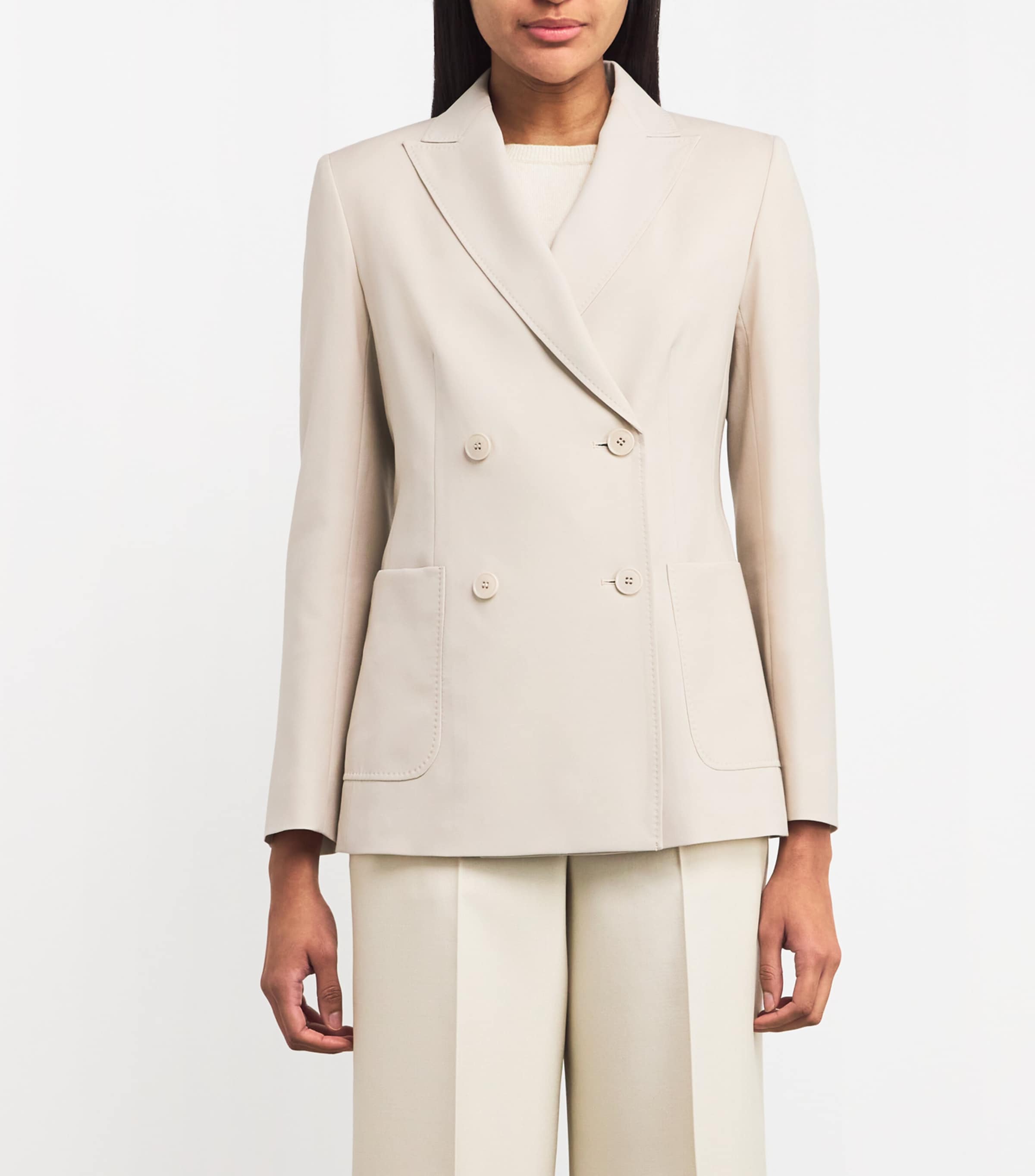 Virgin Wool Double-Breasted Blazer SAND Image 3