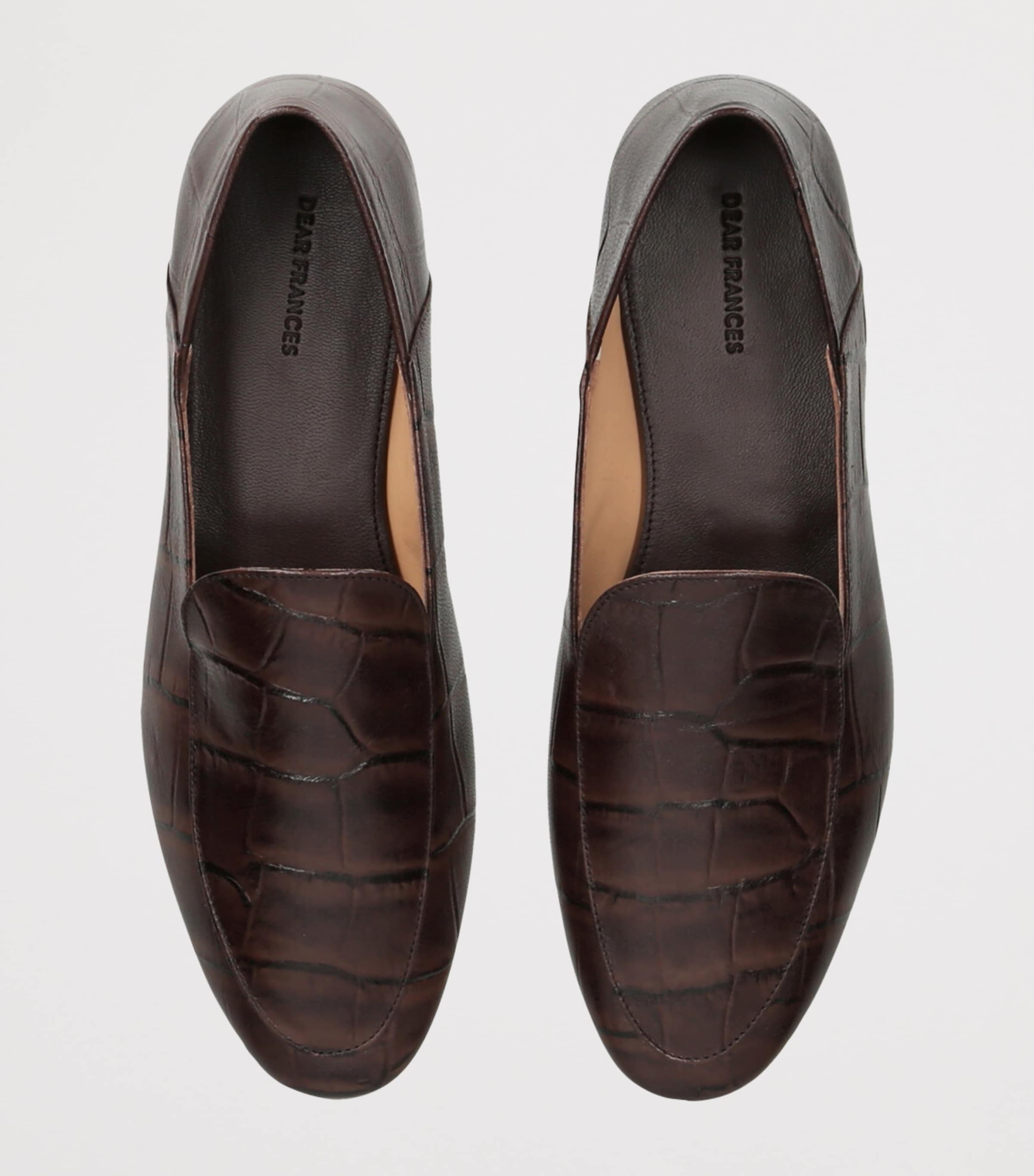 Dear Frances Womens Croc-Embossed Leather Gio Loafers Dark Brown Image 4