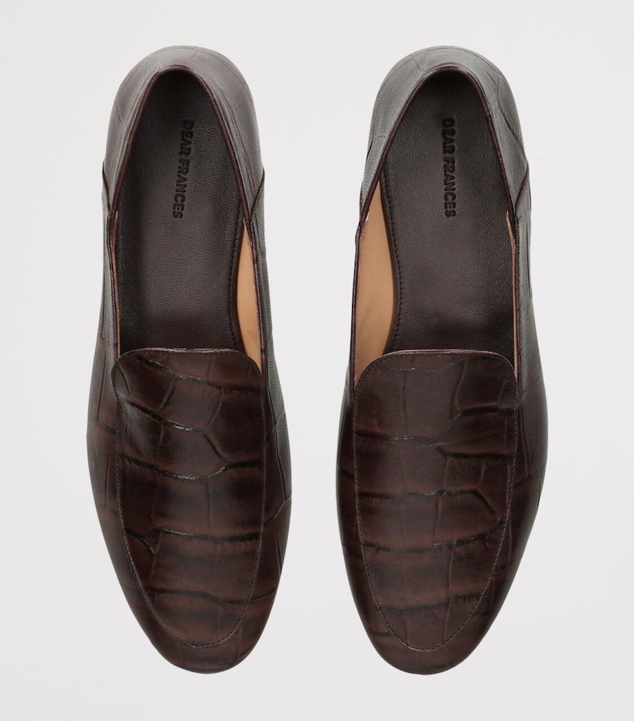 Dear Frances Womens Croc-Embossed Leather Gio Loafers Dark Brown Image 4