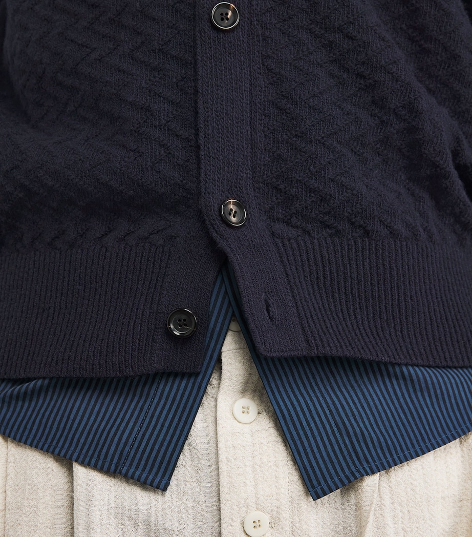 Wool Zigzag-Knit Cardigan NAVY Image 6