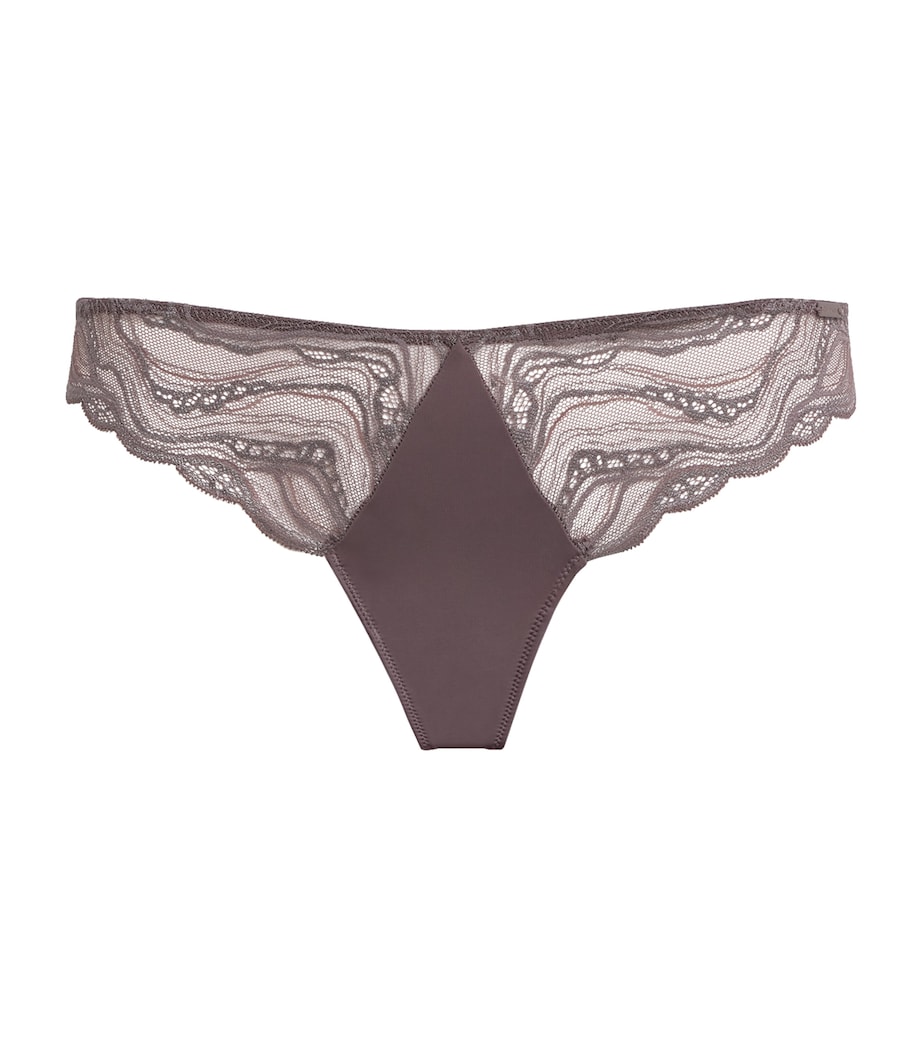 Calvin Klein Womens Lace Sensual Stretch Thong Pjs/botanical Brown Image 1