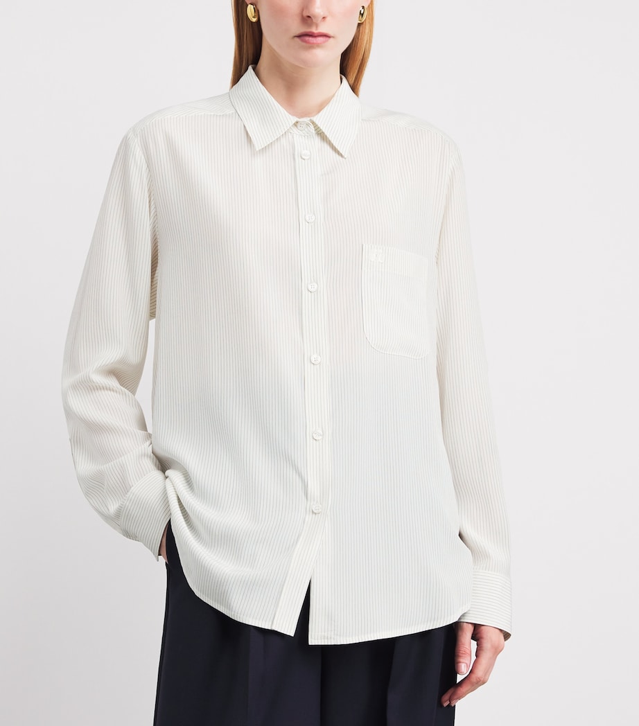 Blazé Milano Womens Silk Stripe Shirt Navy Stripe Image 3