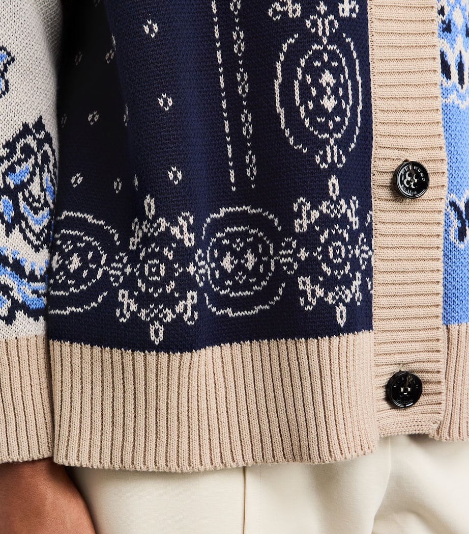 Cotton Oversized Jacquard Cardigan NAVY Image 6