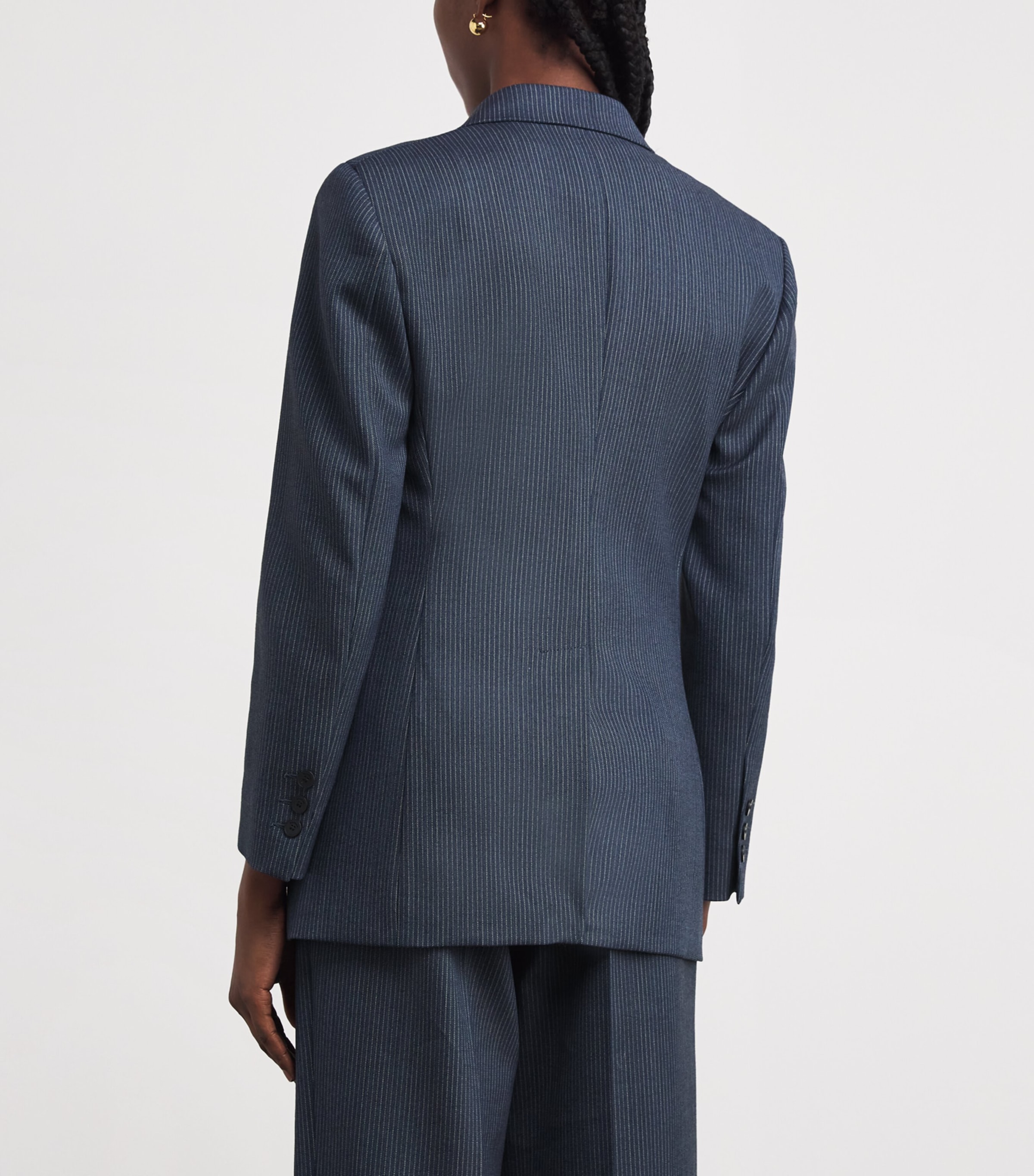 Pinstripe Double-Breasted Jacket BLUE Image 4