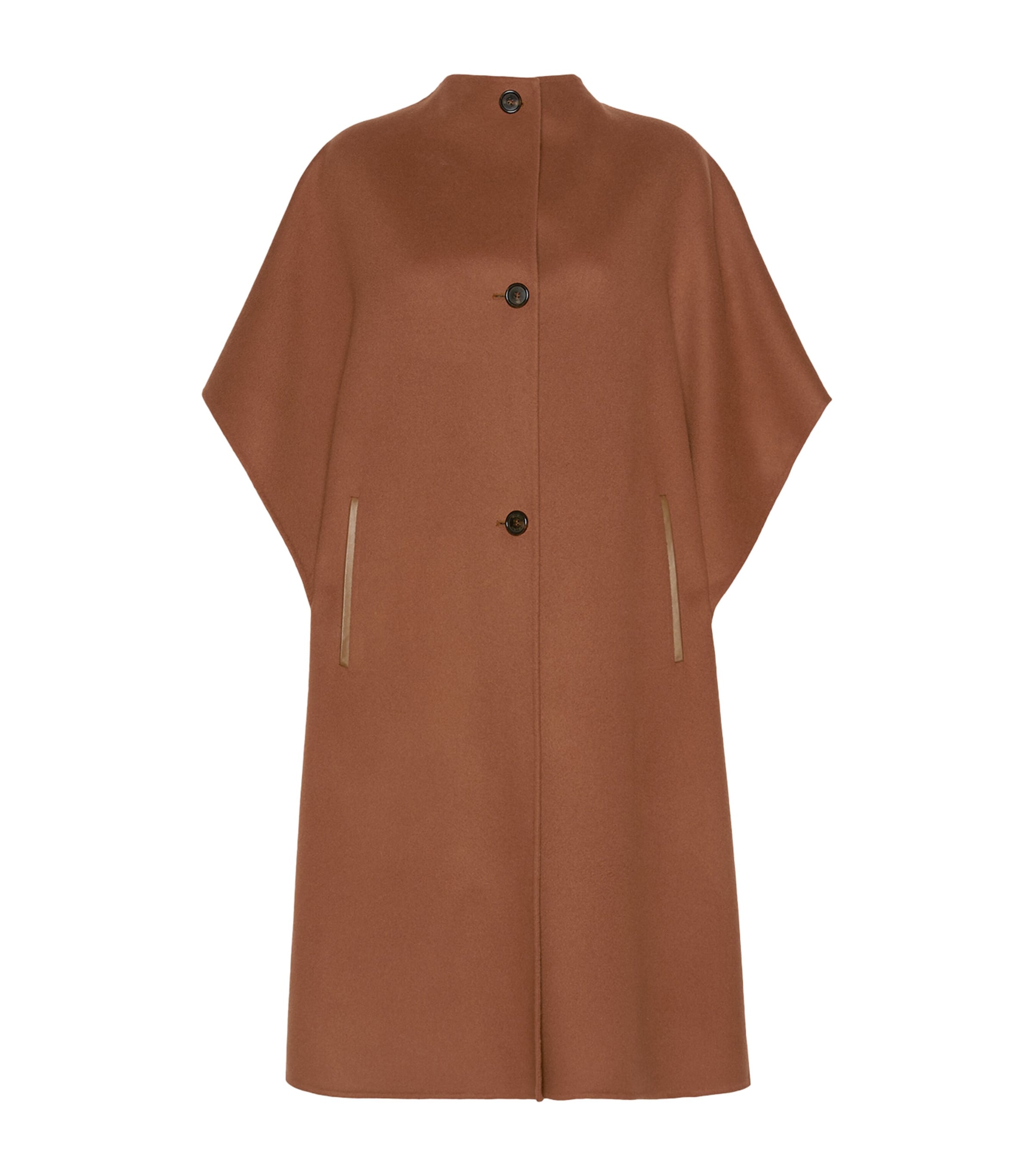 Max Mara Womens Virgin Wool Button-Up Cape Dark Brown Image 1