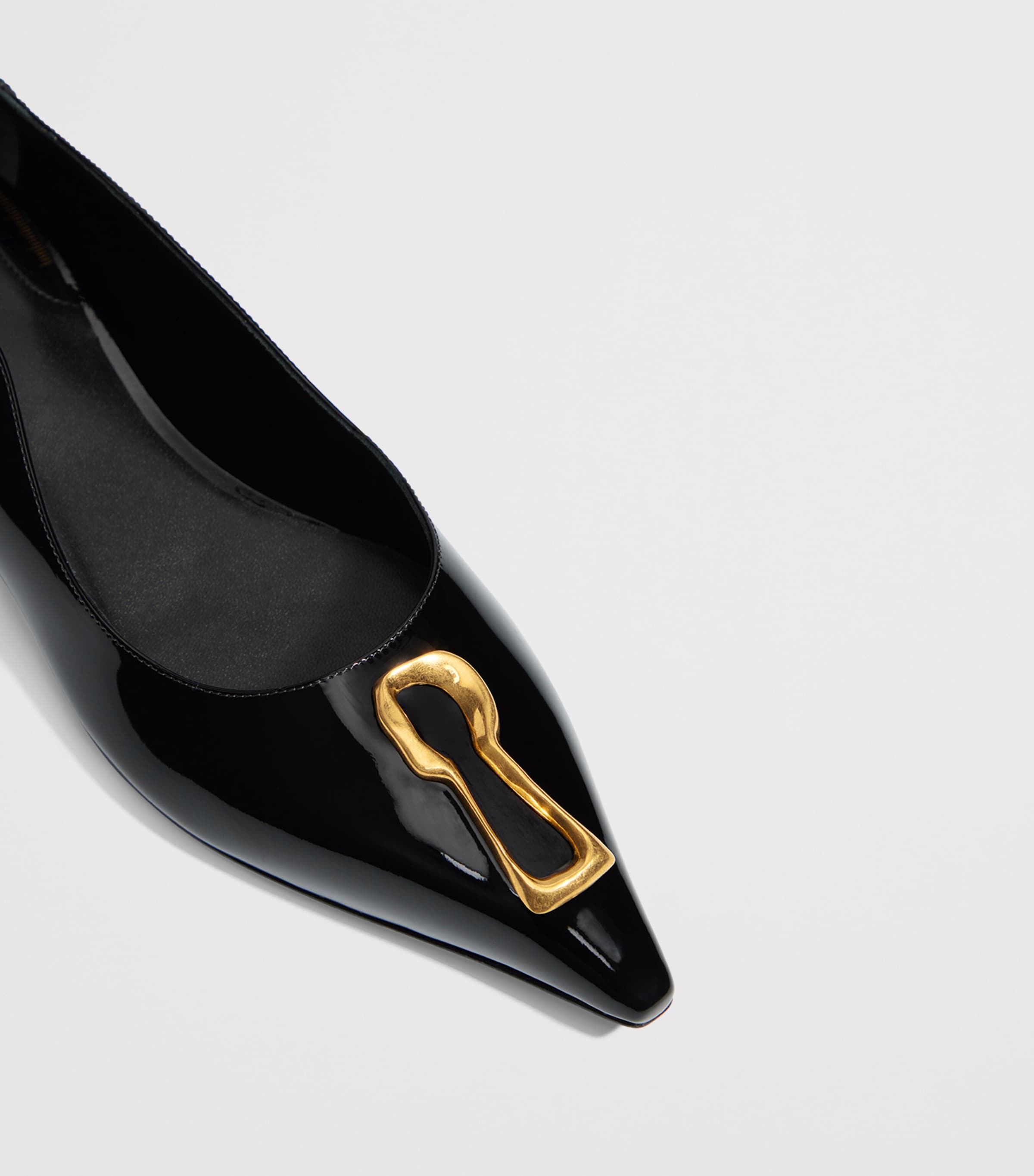 Schiaparelli Patent Leather Keyhole Ballet Flats Black Image 4