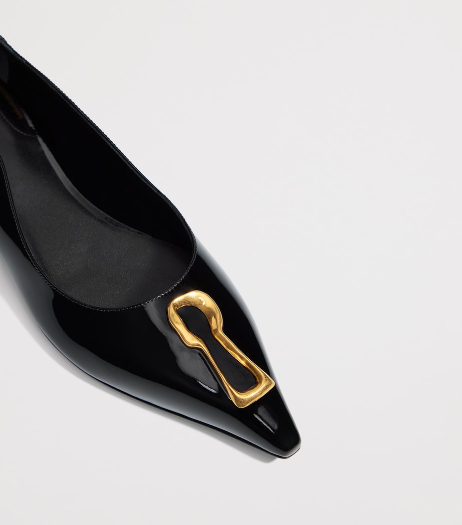 Schiaparelli Patent Leather Keyhole Ballet Flats Black Image 4
