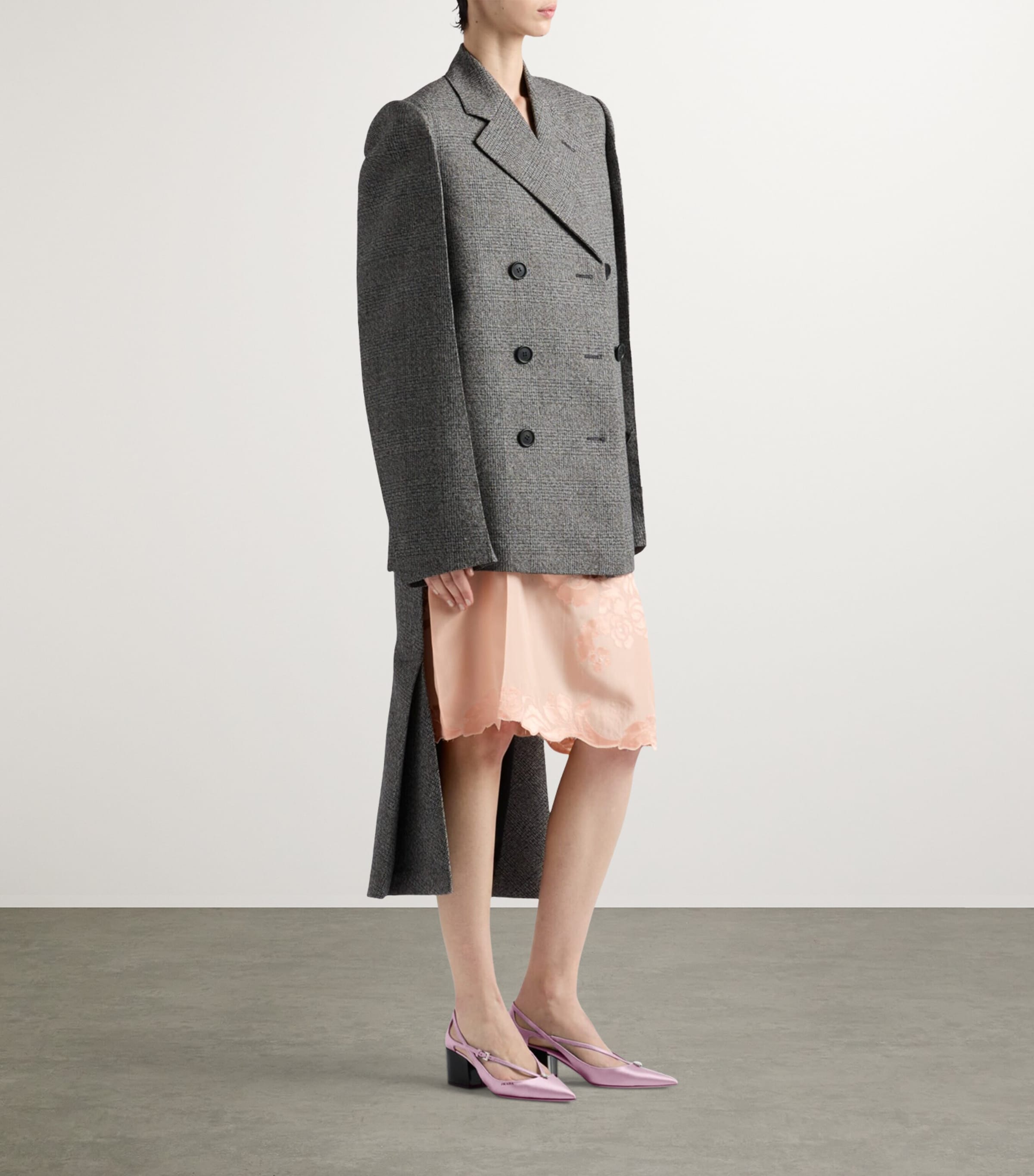 Mouliné Wool Check Midi Skirt F0480 Image 2