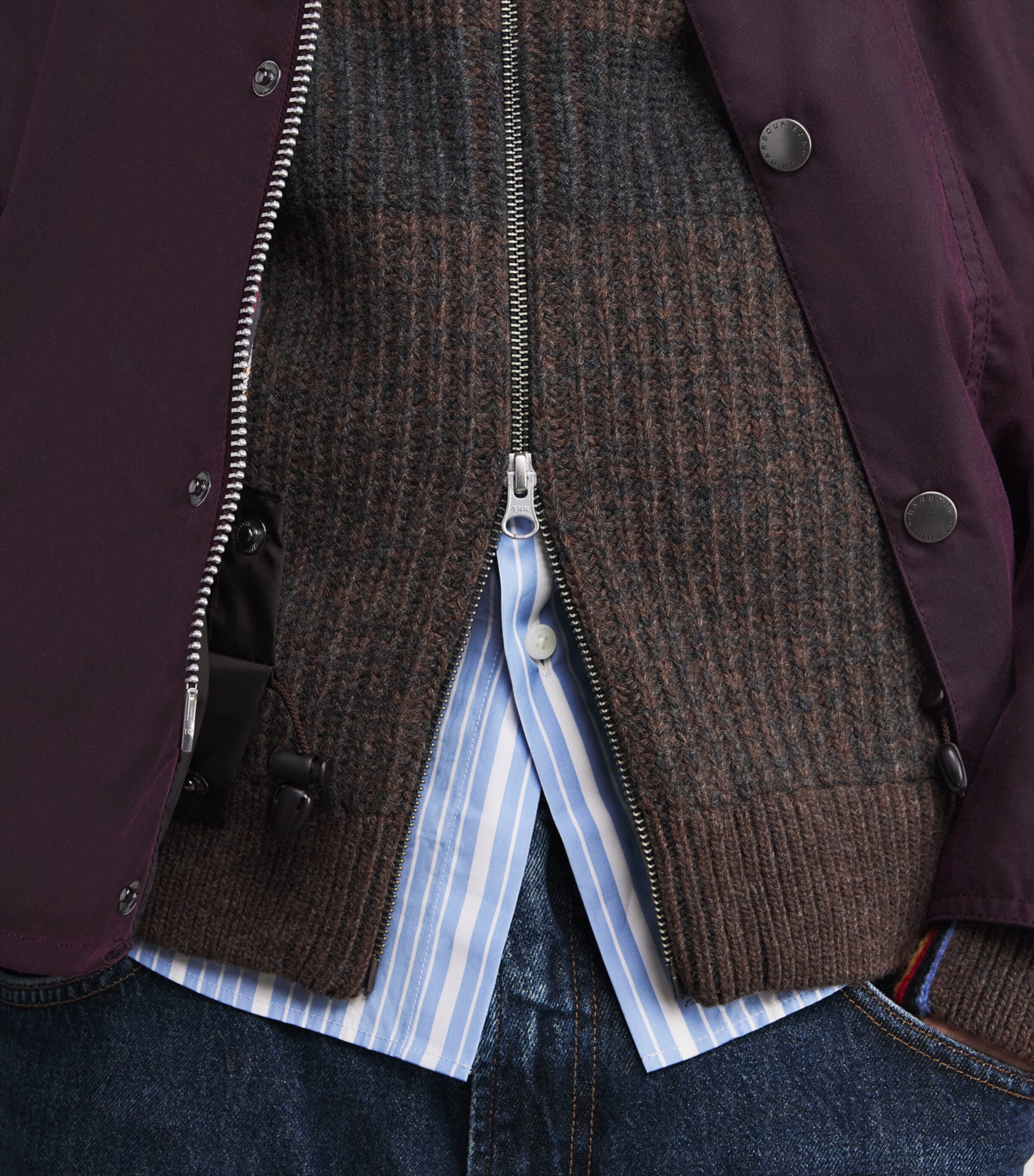 x Paul Smith Wool Stripe Zip-Up Cardigan RUSTIC Image 6