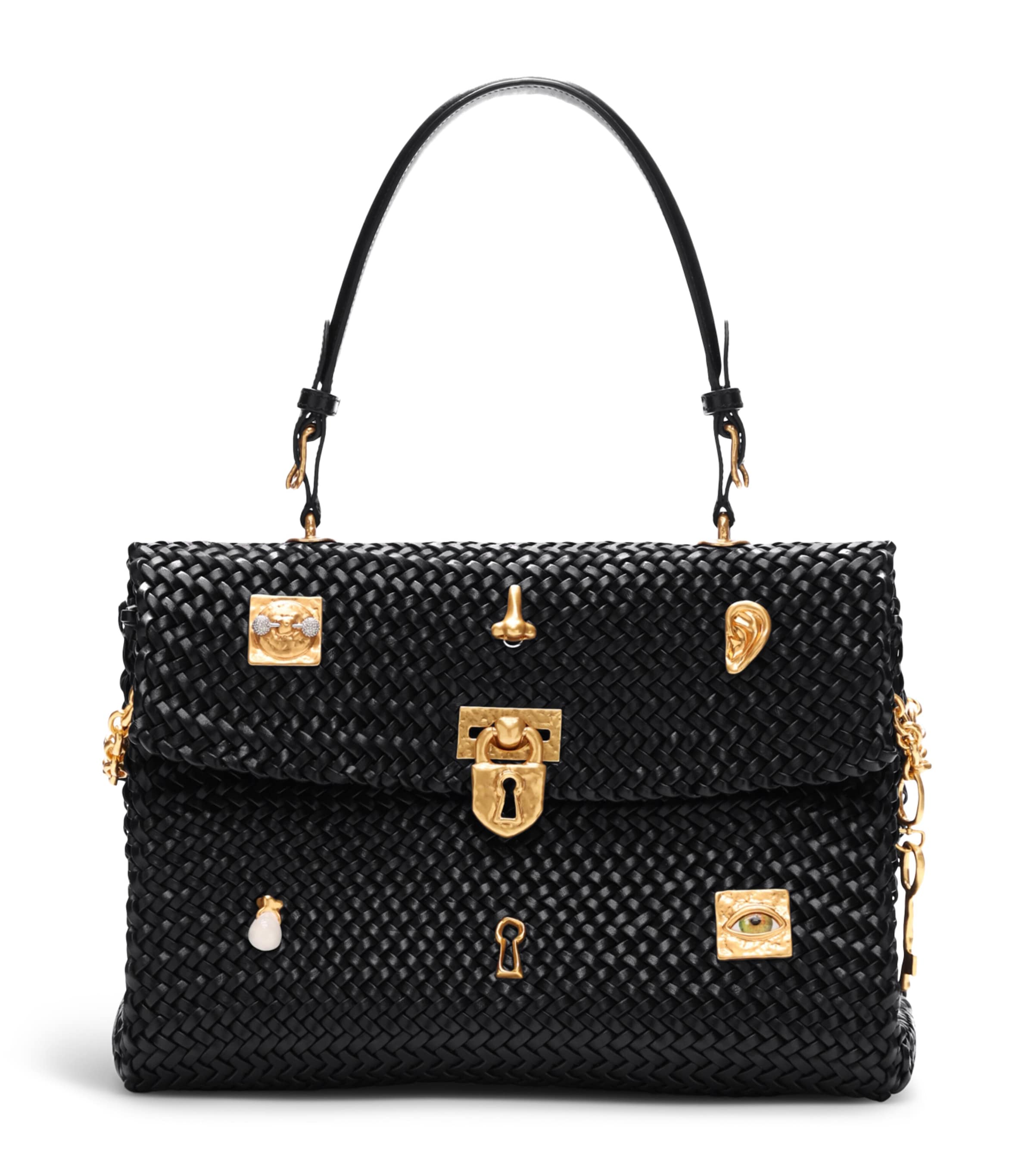 Schiaparelli Calfskin Bijoux Secret Top-Handle Bag Black